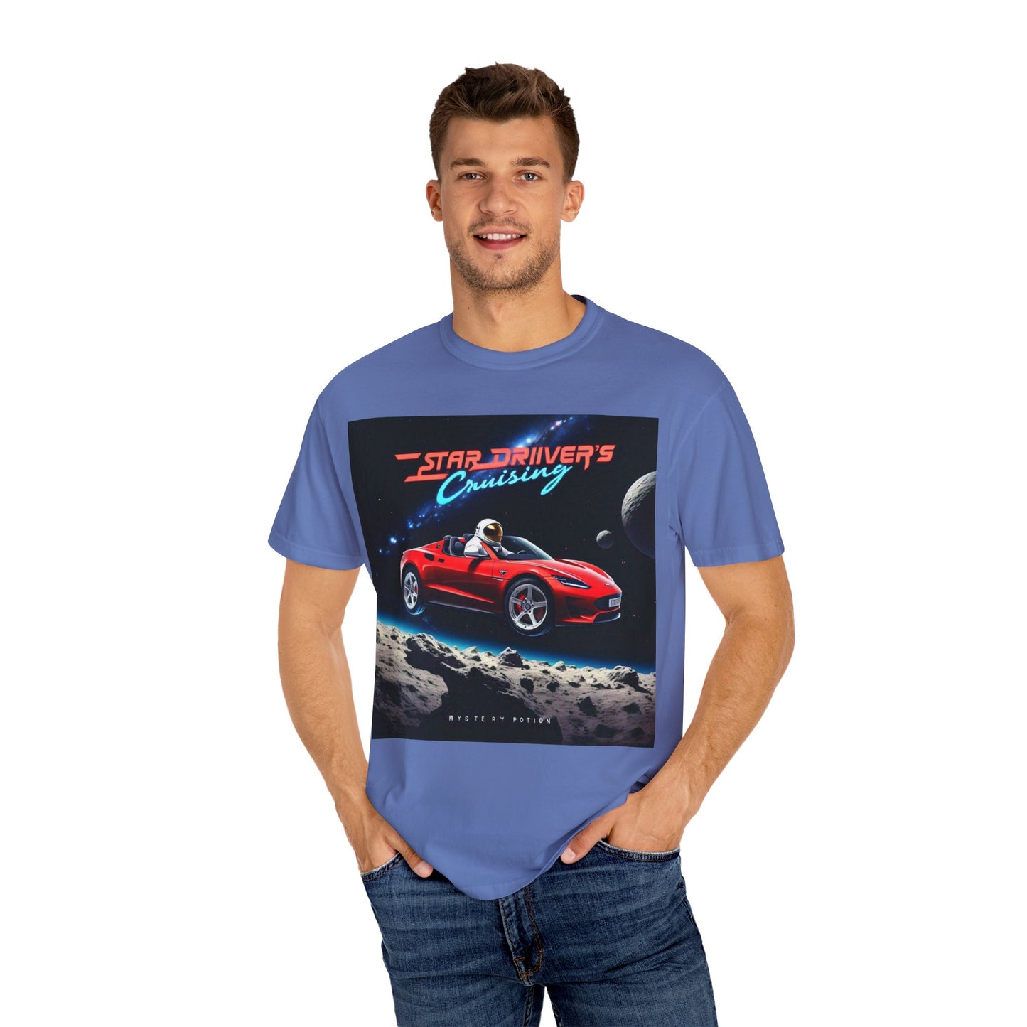 'Star Driver's Cruising' by Mystery Potion, Galaxy Adventure Unisex T-Shirt, Cool Space Tee, Star Driver's Cruise Shirt, Gift for Gamers, Casual Wear, Astronomy Lover
