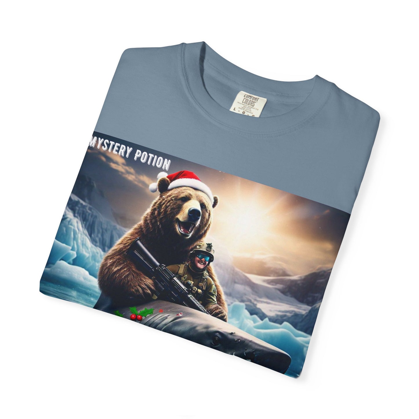 X-mas Humor T-Shirt "Merry Christmas from All the Apex Predators", Unisex Garment-Dyed Tee, Funny Holiday Shirt, Gift for Friends, Outdoor Adventure Wear, Novelty Apparel