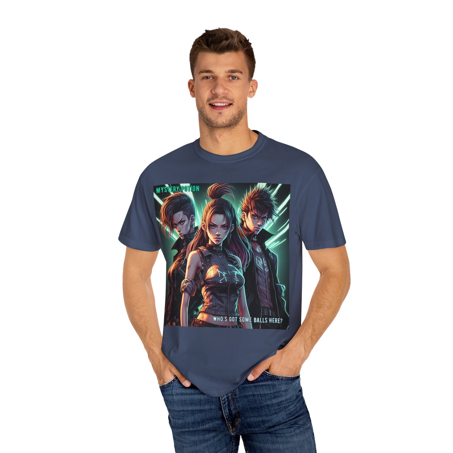 'Who's Got Some Balls Here?' by Mystery Potion, Unisex Graphic Tee, Trendy Gamer T-shirt, Anime Inspired Shirt, Gift for Him/Her, Casual Fashion