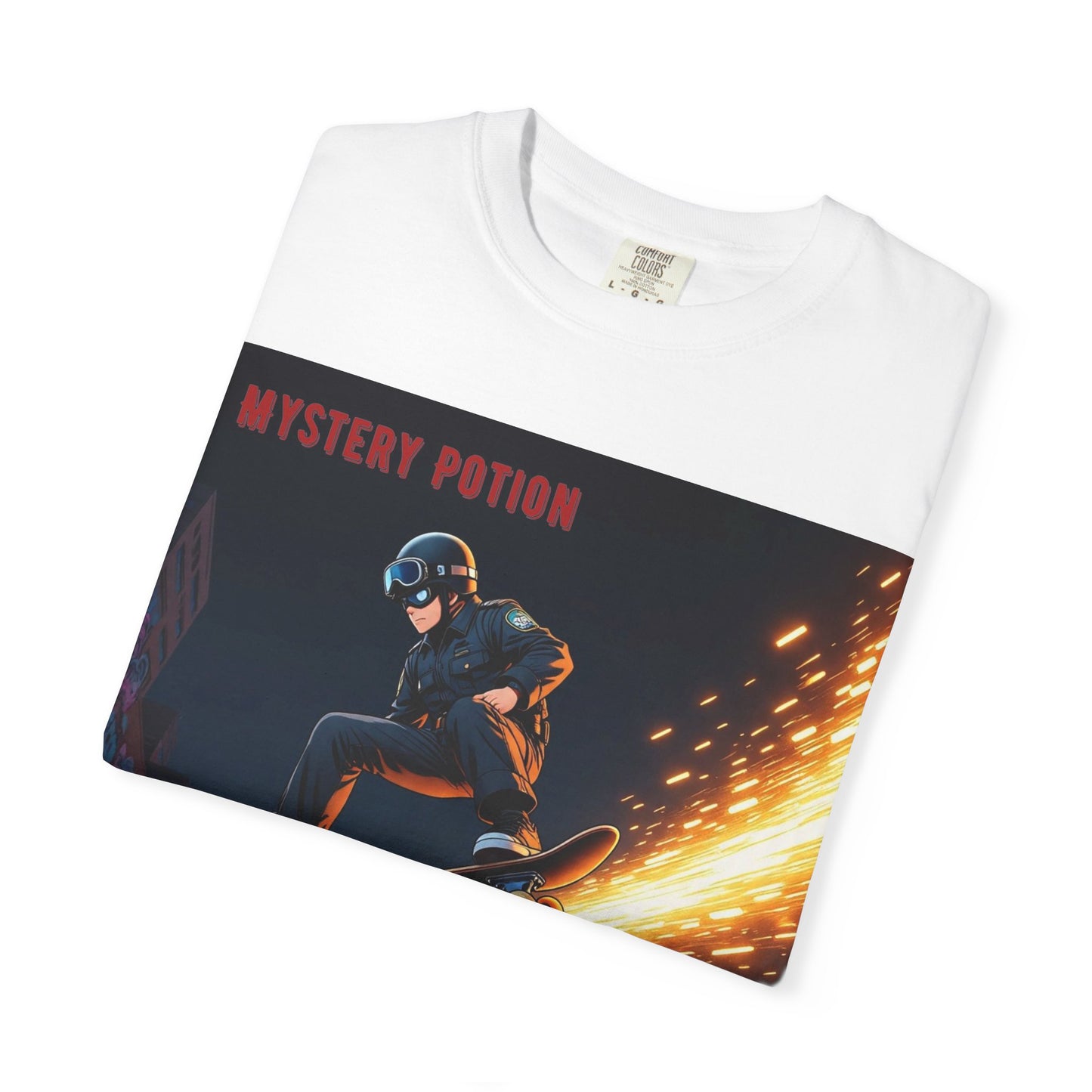 'Stop! He's A Cop!' by Mystery Potion, Skateboard Hardcore Punk T-shirt, Cozy Graphic Tee, Perfect Gift for Skaters, Unisex Streetwear Shirt, Trendy Casual Wear