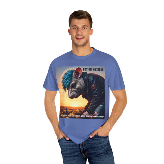 Mystical Punk Rat Toiling The Field Graphic T-Shirt | Unisex, Art Tee, Unique Animal Print, Gift for Animal Lovers, Casual Wear