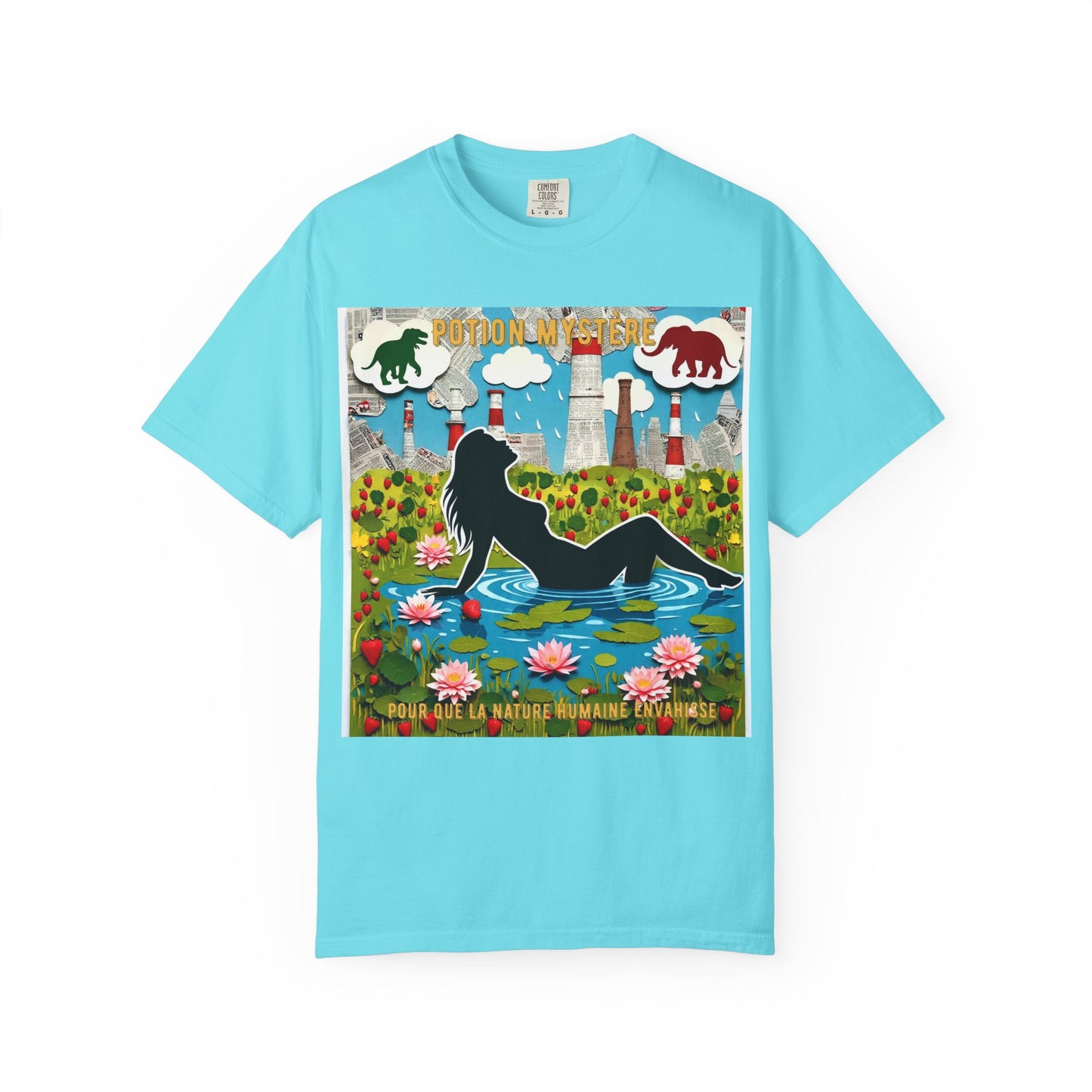 'Pour Que La Nature Humaine Envahisse' par Potion Mystère, Nature-Inspired Collage Unisex T-Shirt, Eco-Friendly Tee, Vibrant Graphic Tee, Relaxed Fit Shirt, Summer Casual Wear, Gift for Nature Lovers, Grebo Rock