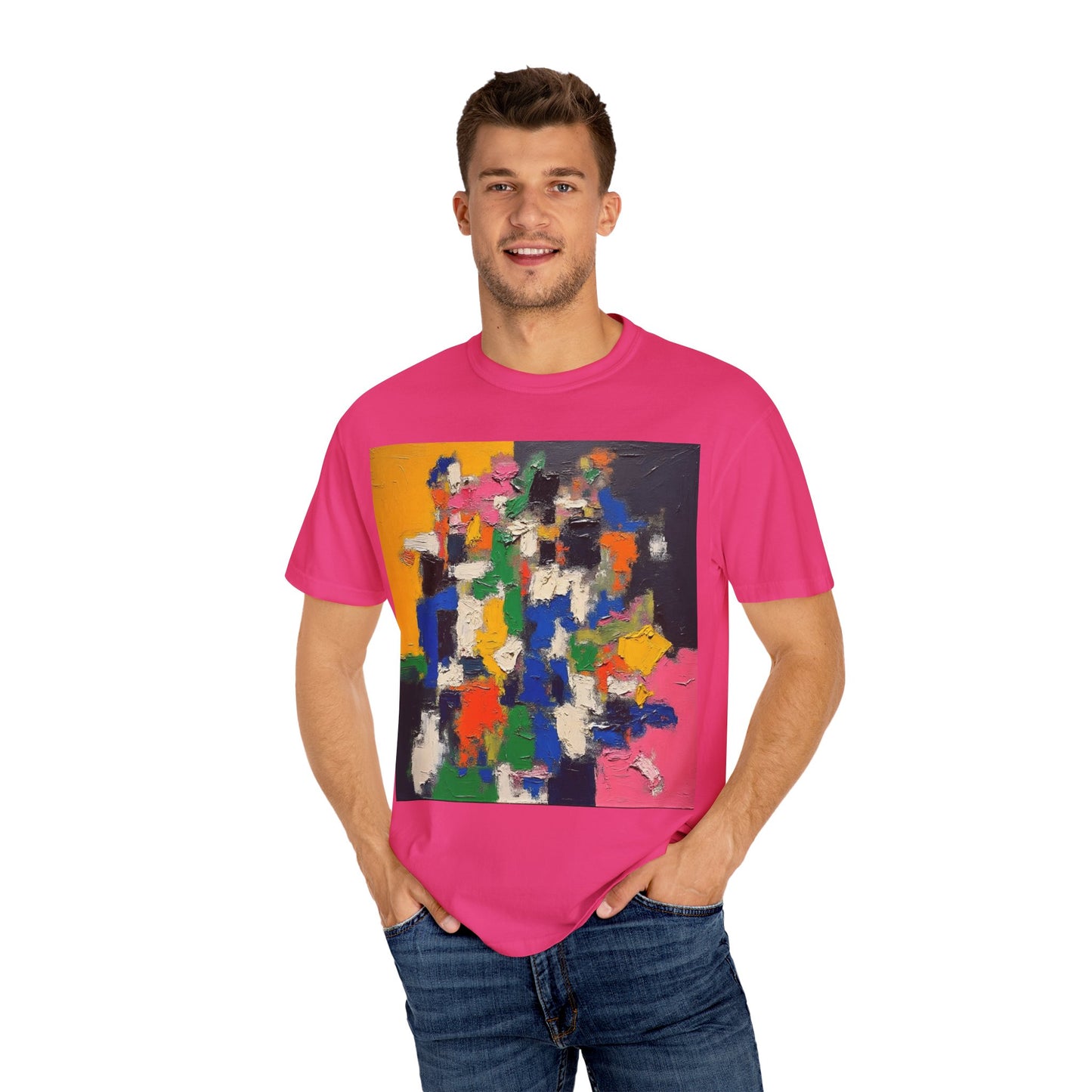 Vibrant Abstract Art Unisex T-Shirt, Colorful Graphic Tee, Casual Wear, Trendy Gift for Art Lovers, Perfect for Summer Festivals