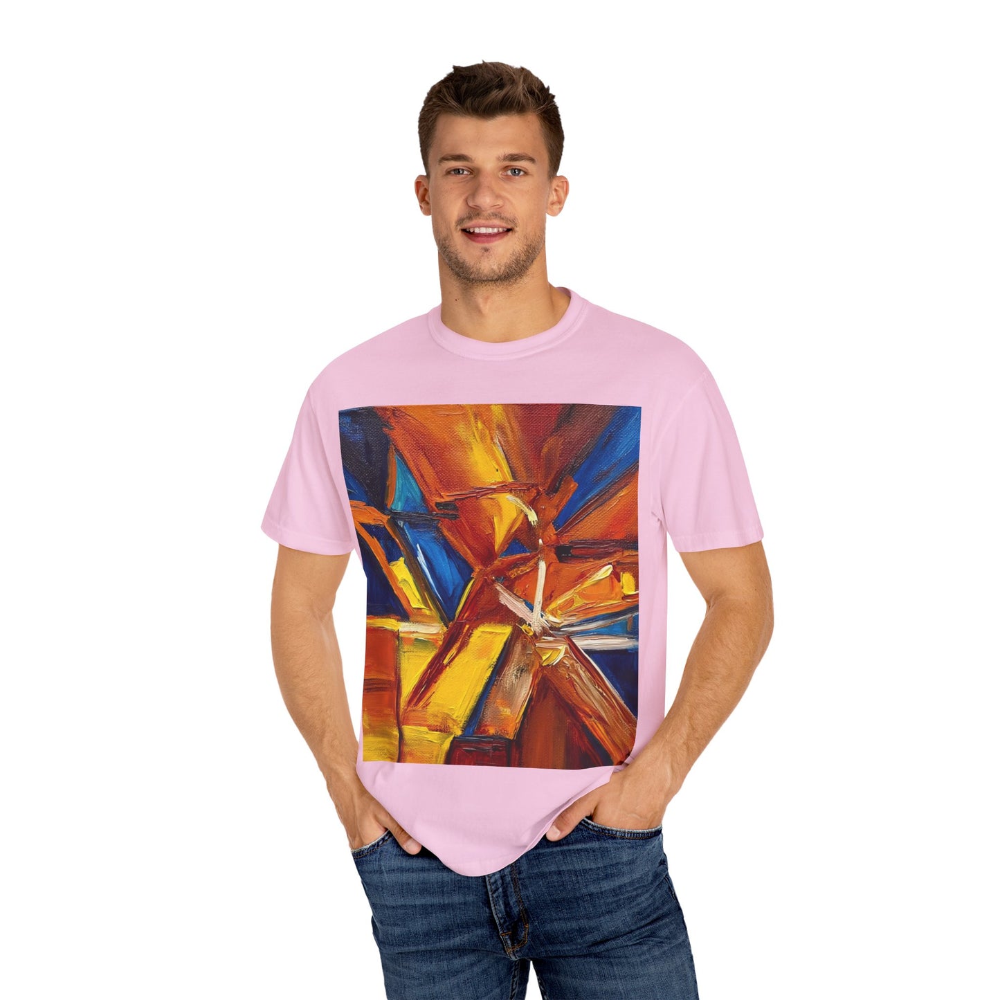 Vibrant Abstract Art T-shirt, Unisex Garment-Dyed Tee, Colorful Graphic Shirt, Stylish Artwear, Unique Gift Idea for Art Lovers