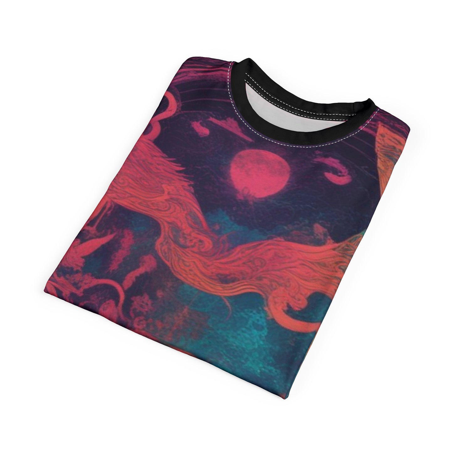 Vibrant Artistic Unisex Tee, Cosmic Graphic Shirt, Unique AOP T-Shirt, Colorful Dreamscape Top, Festival Wear, Statement Fashion