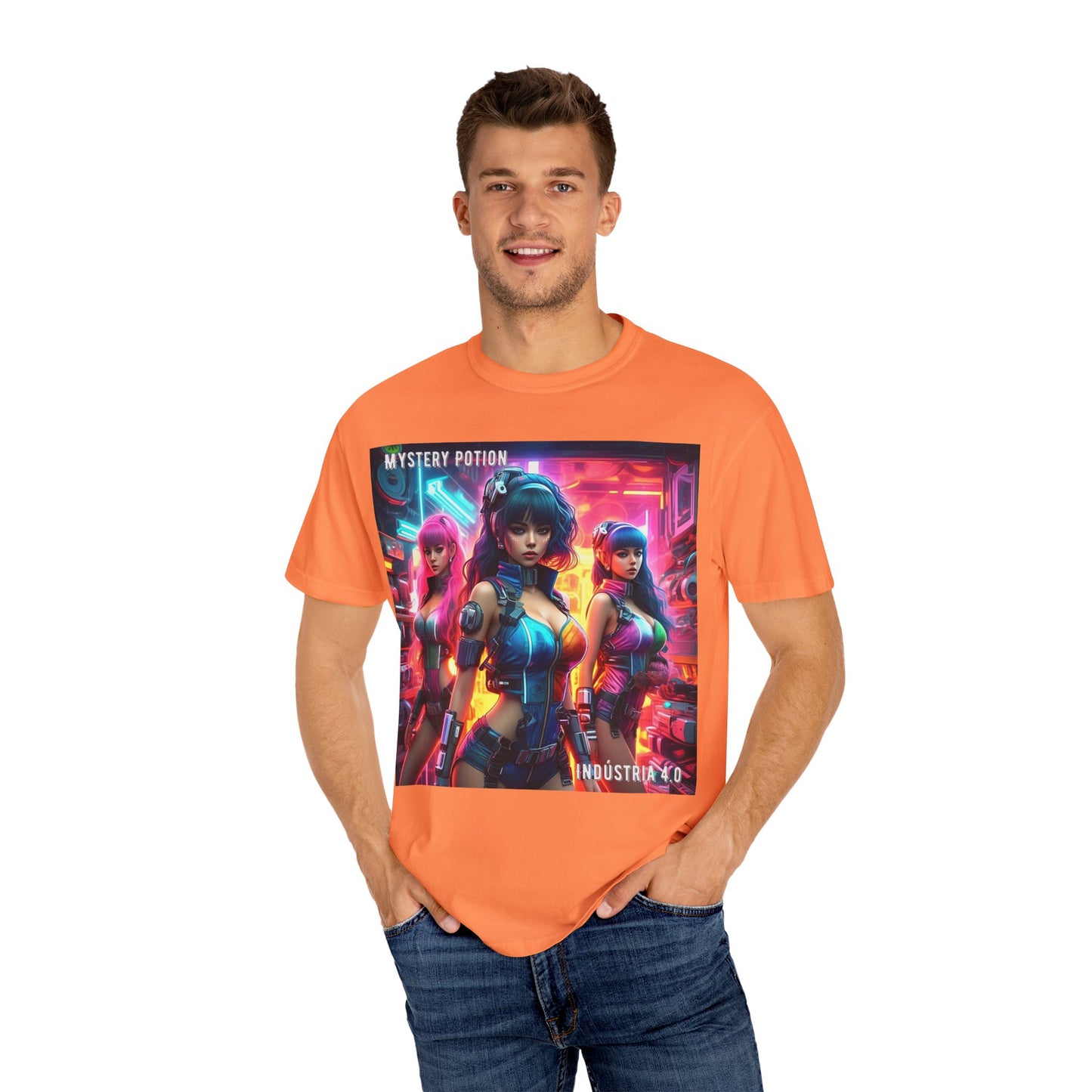 'Indústria 4.0' by Mystery Potion Unisex Garment-Dyed T-shirt, Cyberpunk T-shirt, Gamer Apparel, Unique Graphic Tee, Gift for Fans