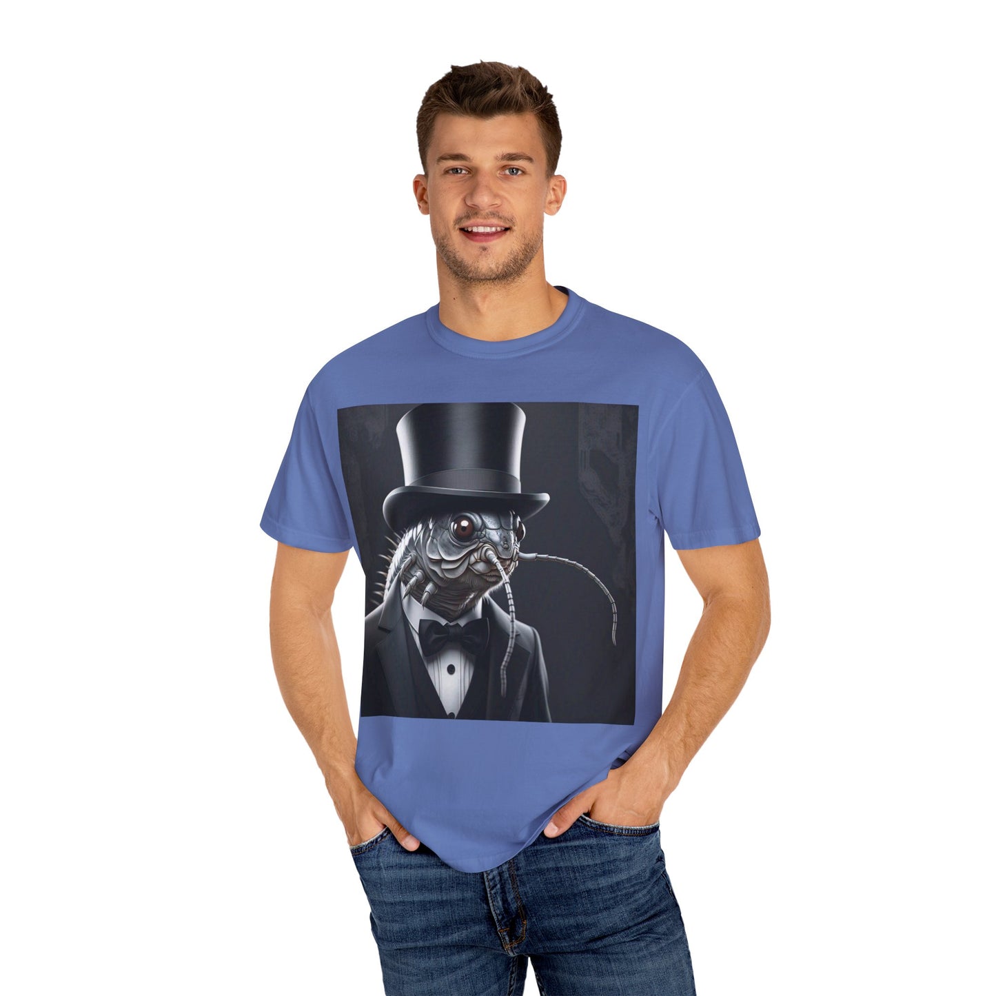 Whimsical Silver Fish Gentleman T-shirt | Fun Gift for Aquatic Lovers, Unique Humor Shirt, Casual Wear, Creative Outfit