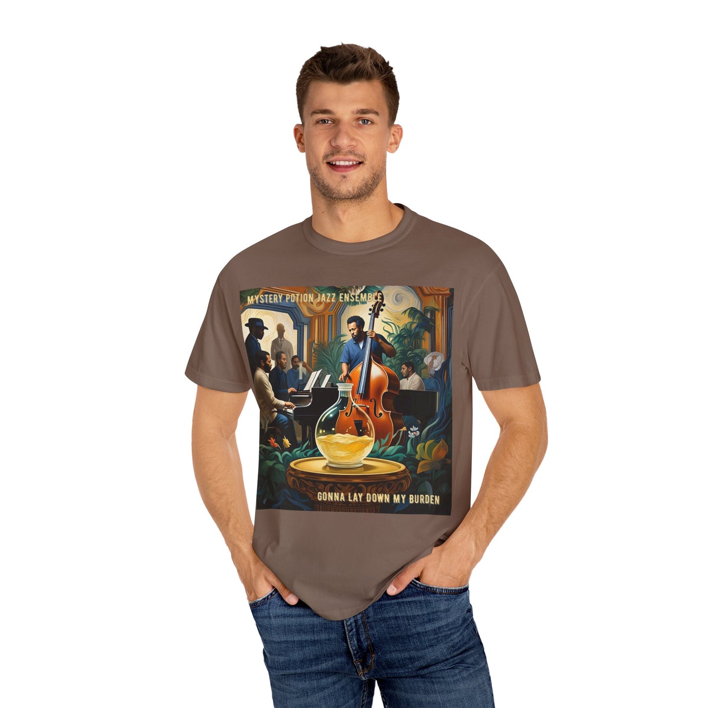 Mystery Potion Jazz Ensemble T-shirt | Unisex Music Lover Tee, Gift for Jazz Fans, Vintage Style Shirt, Casual Wear, Unique Music Apparel