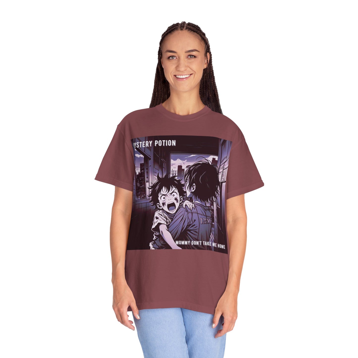 'Mommy Don't Take Me Home' by Mystery Potion, Unisex T-Shirt – Anime Graphic Tee, Casual Wear, Gift for Teens, Pop Culture Apparel, Unique Graphic Tee