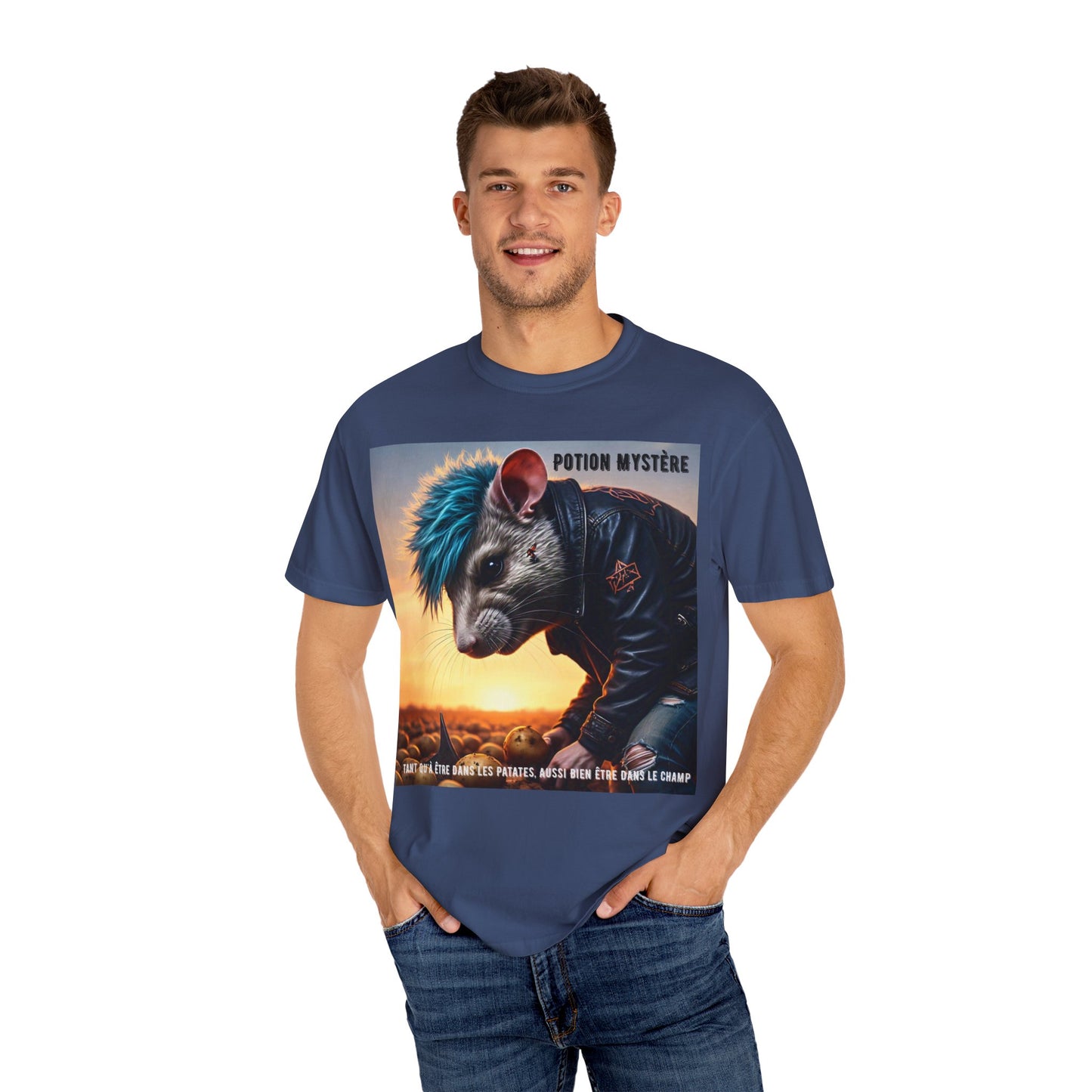 Mystical Punk Rat Toiling The Field Graphic T-Shirt | Unisex, Art Tee, Unique Animal Print, Gift for Animal Lovers, Casual Wear