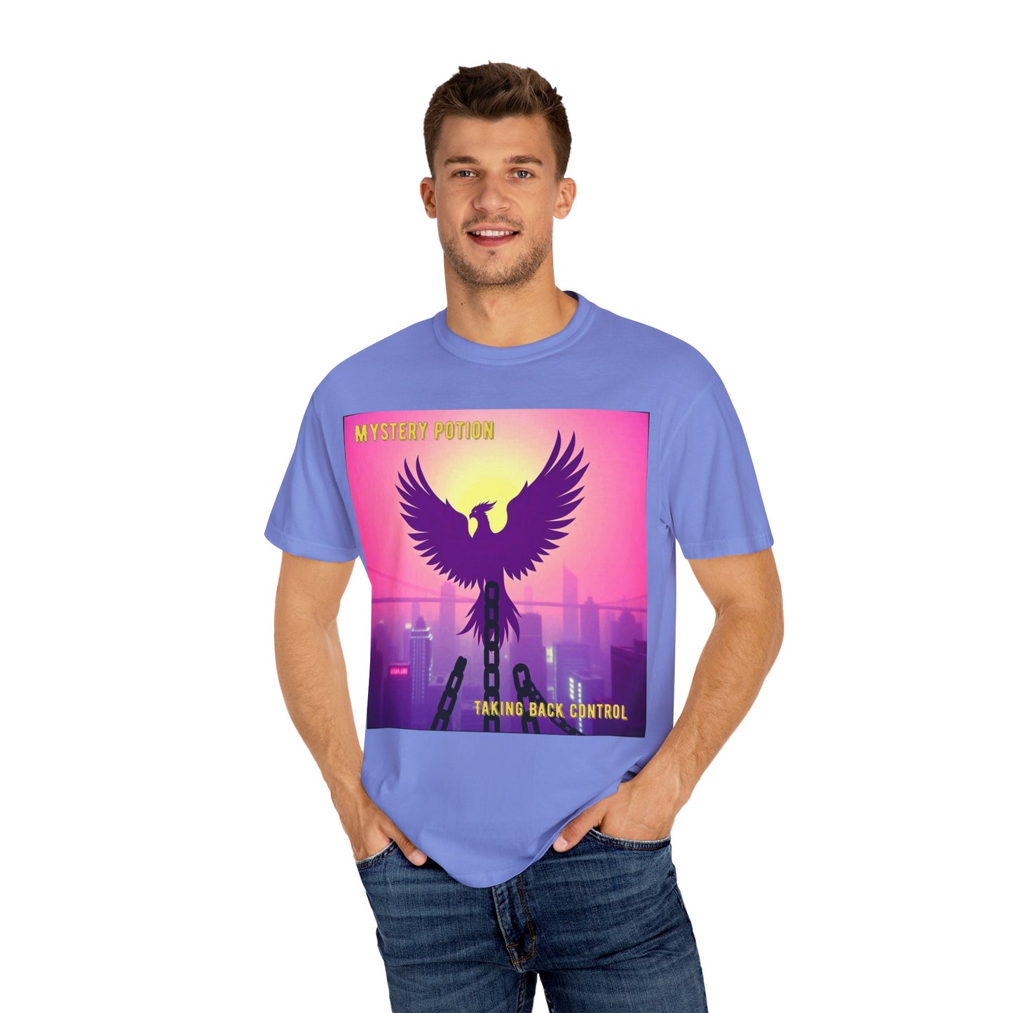 'Taking Back Control' by Mystery Potion, Phoenix Rising, Breaking Chains Unisex T-Shirt - Taking Back Control, Graphic Tee for Casual Wear, Perfect for Festivals, Gifts, and Everyday Style