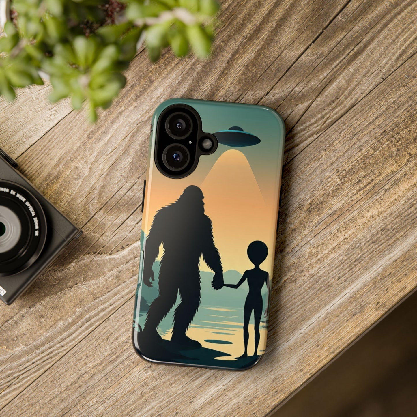 Bigfoot Alien Phone Case, Unique Tough Phone Cover, Gift for UFO Lovers, Geeky Phone Accessory, Adventure Phone Protector