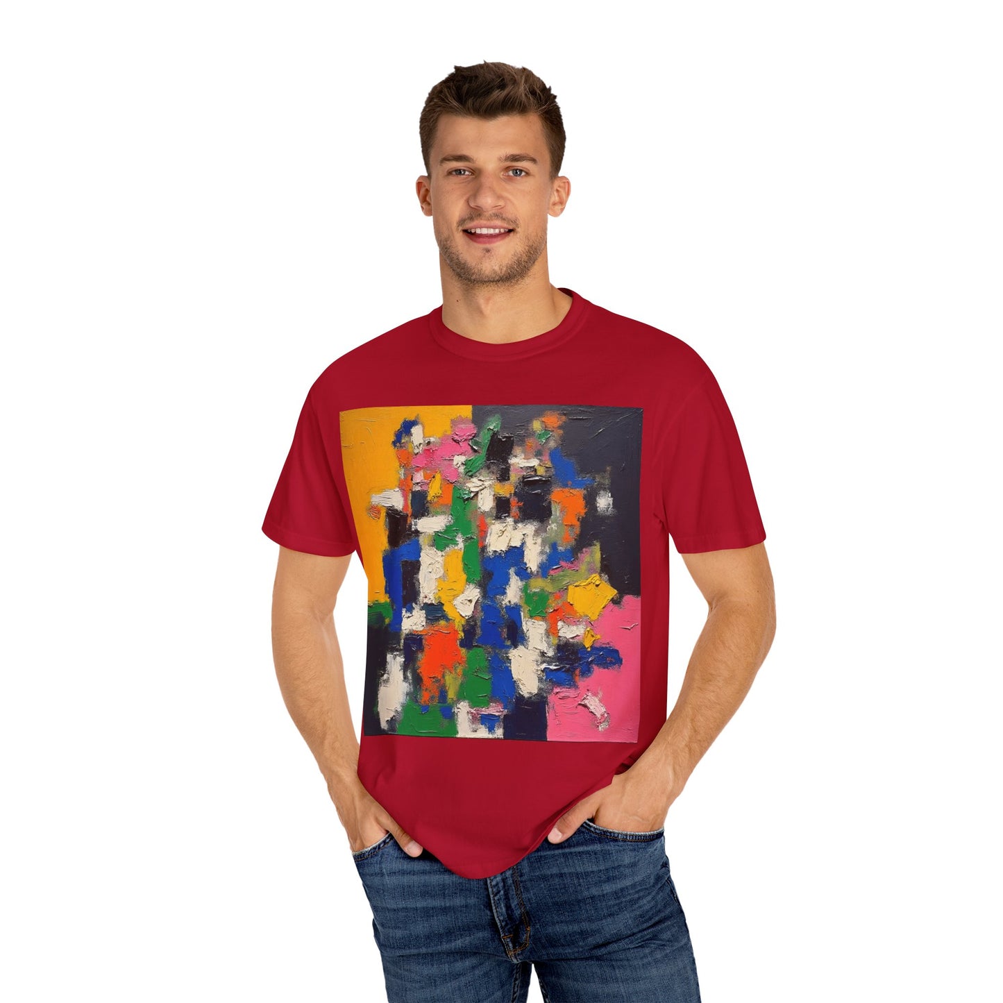 Vibrant Abstract Art Unisex T-Shirt, Colorful Graphic Tee, Casual Wear, Trendy Gift for Art Lovers, Perfect for Summer Festivals