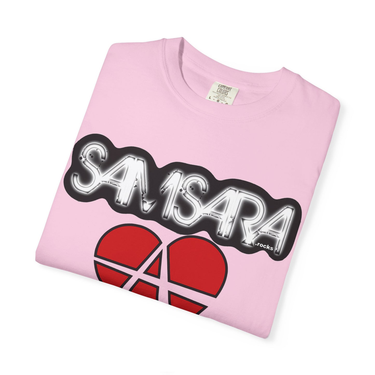 'Samsara Rocks' Logo, Love and Anarchy Graphic Tee | Unisex Garment-Dyed T-Shirt, Casual Fashion, Heart Design, Streetwear, Gift for Him/Her