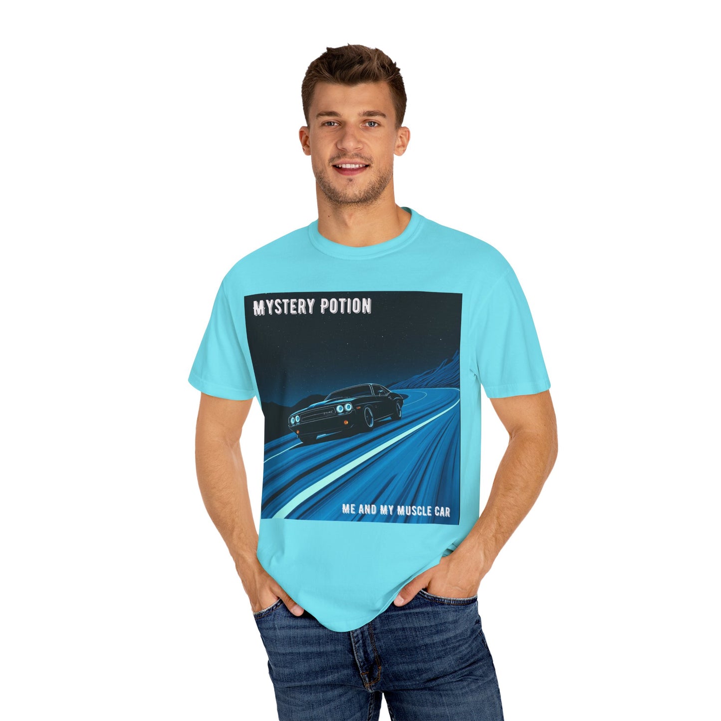 Mystery Potion Muscle Car T-Shirt | Unisex Garment-Dyed Tee, Vintage Car Lover Gift, Perfect for Car Shows, Birthday Gift, Casual Wear
