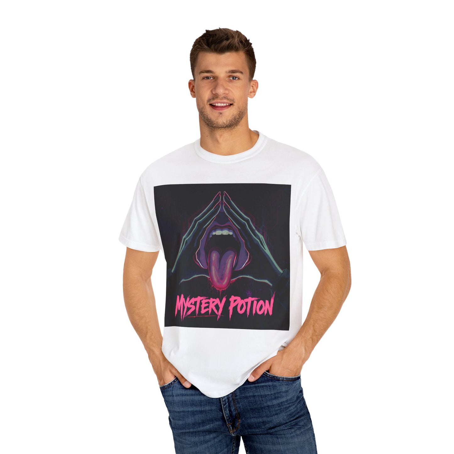 Mystery Potion Graphic Tee, Unisex T-Shirt for Festivals, Gift for Friends, Retro Vibes, Statement Shirt