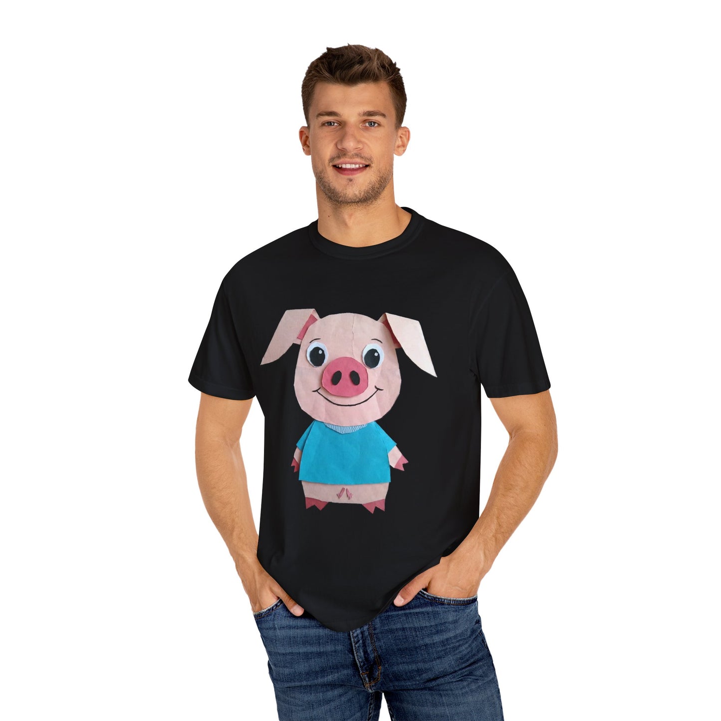 Cute Pig Character T-Shirt, Animal Lover Gift, Funny Graphic Tee, Casual Wear, Farm Themed Shirt