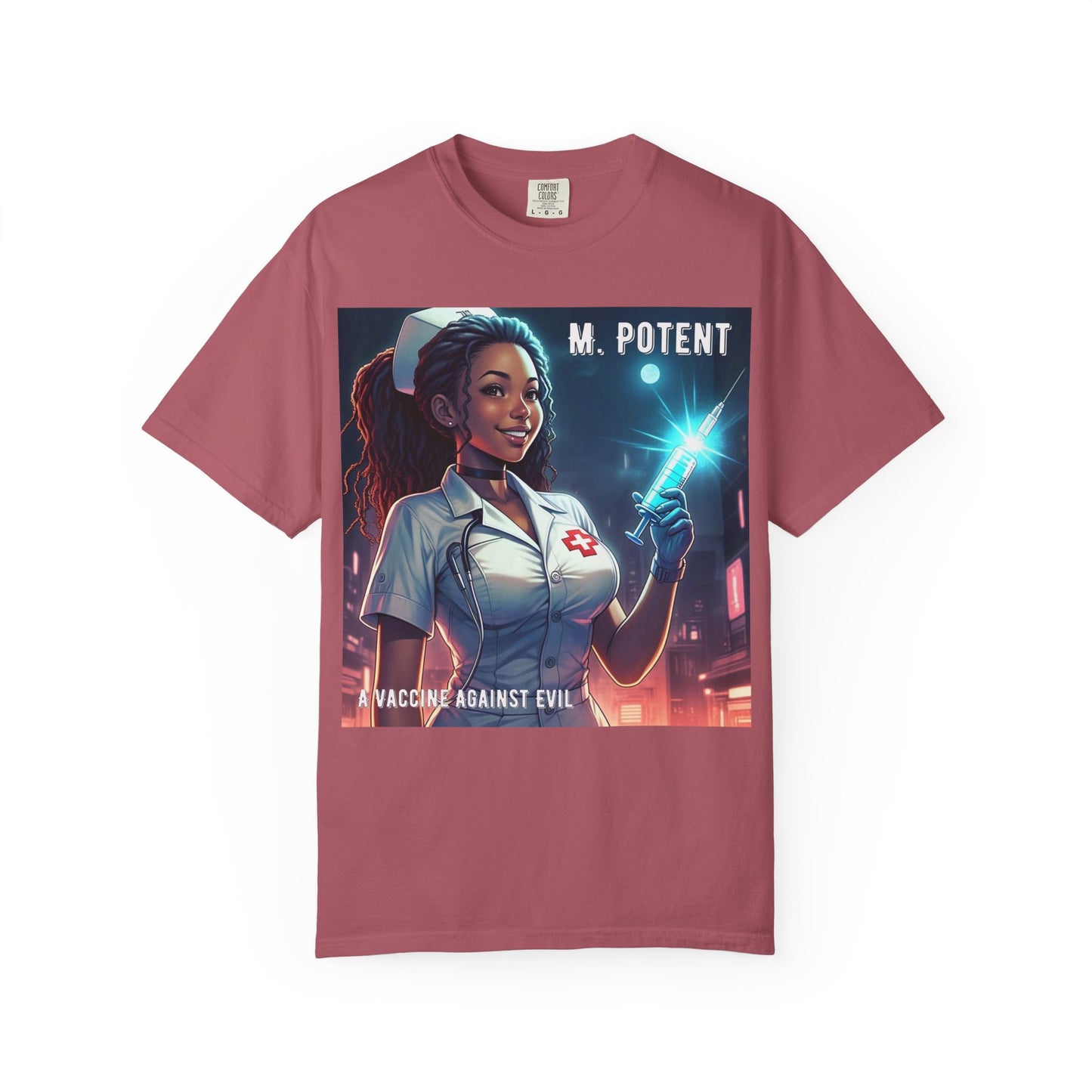 M. Potent's 'A Vaccine Against Evil', Medicine-Themed Unisex T-Shirt, Positive Vibes, Great for Nurses, Vaccination Awareness, Gift for Healthcare Workers