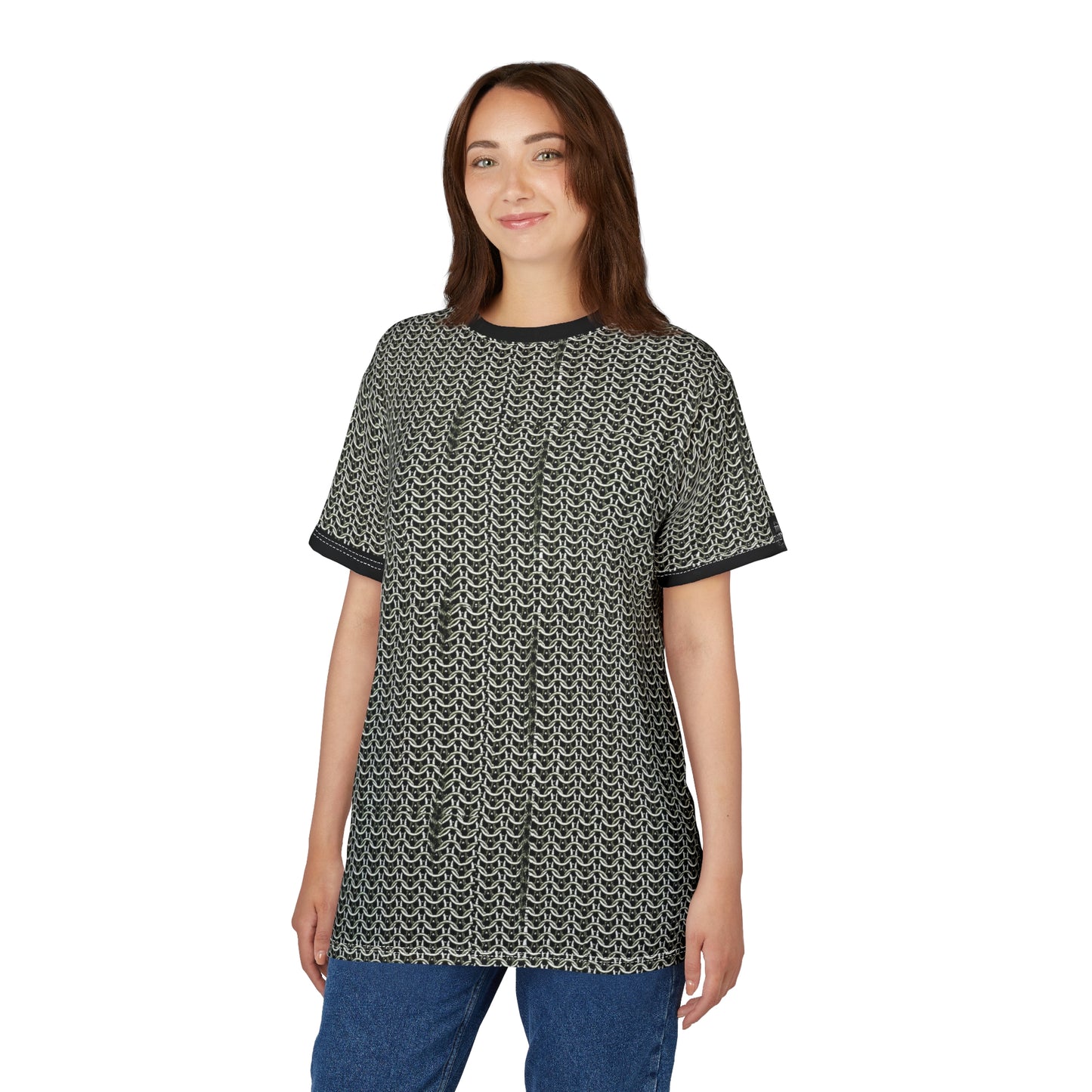 Chain Mail Style Unisex Cut & Sew Tee | Trendy Casual Wear, Unique Graphic Tee, Gift for Him/Her, Everyday Comfort, Perfect for Festivals