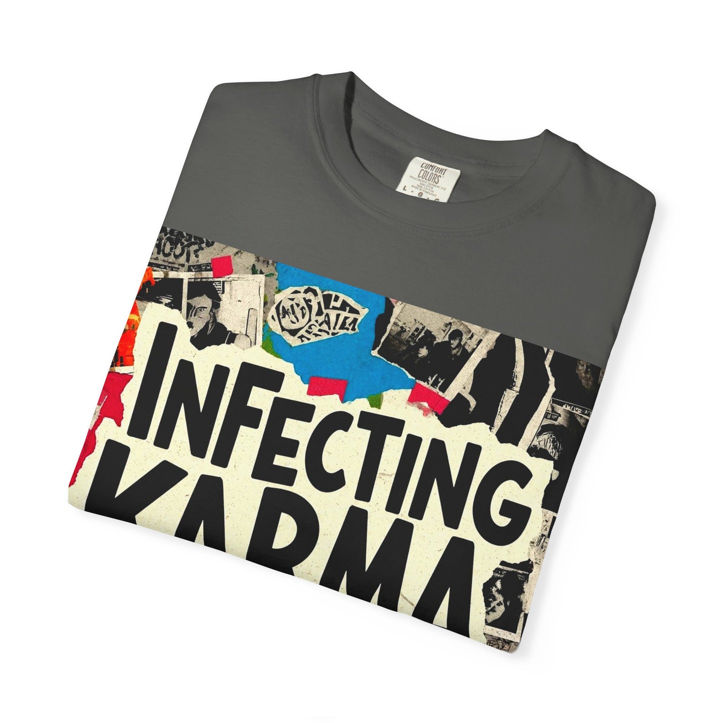 'Infecting Karma' by Mystery Potion,  Mystical Vibes T-shirt Design - Summer Casual Wear, Gift for Friends, Festival Apparel, Unique Statement Tee