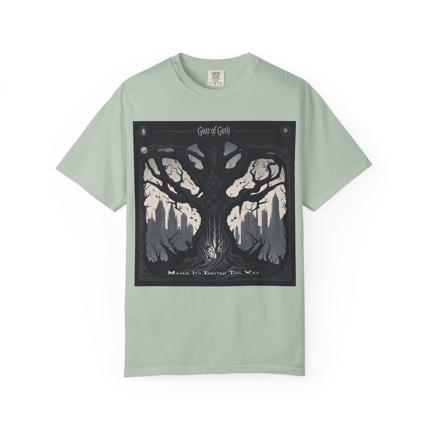 Gothic Tree T-Shirt, GOAT of Goth Unisex Cotton Tee for Nature Lovers, Unique Graphic Tee, Perfect for Festivals, Gift for Adventurers, Eco-Friendly Wear