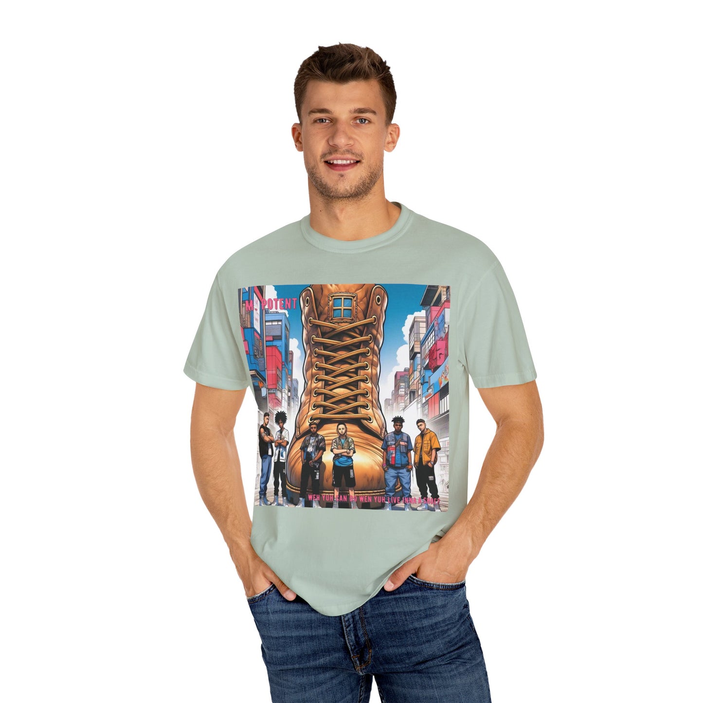 Urban-Inspired "What Can You Do When You Live In A Shoe?" Graphic Tee, Streetwear T-shirt, Casual Wear, Hip Hop Fashion, Birthday Gift, Unisex T-shirt with Bold Design