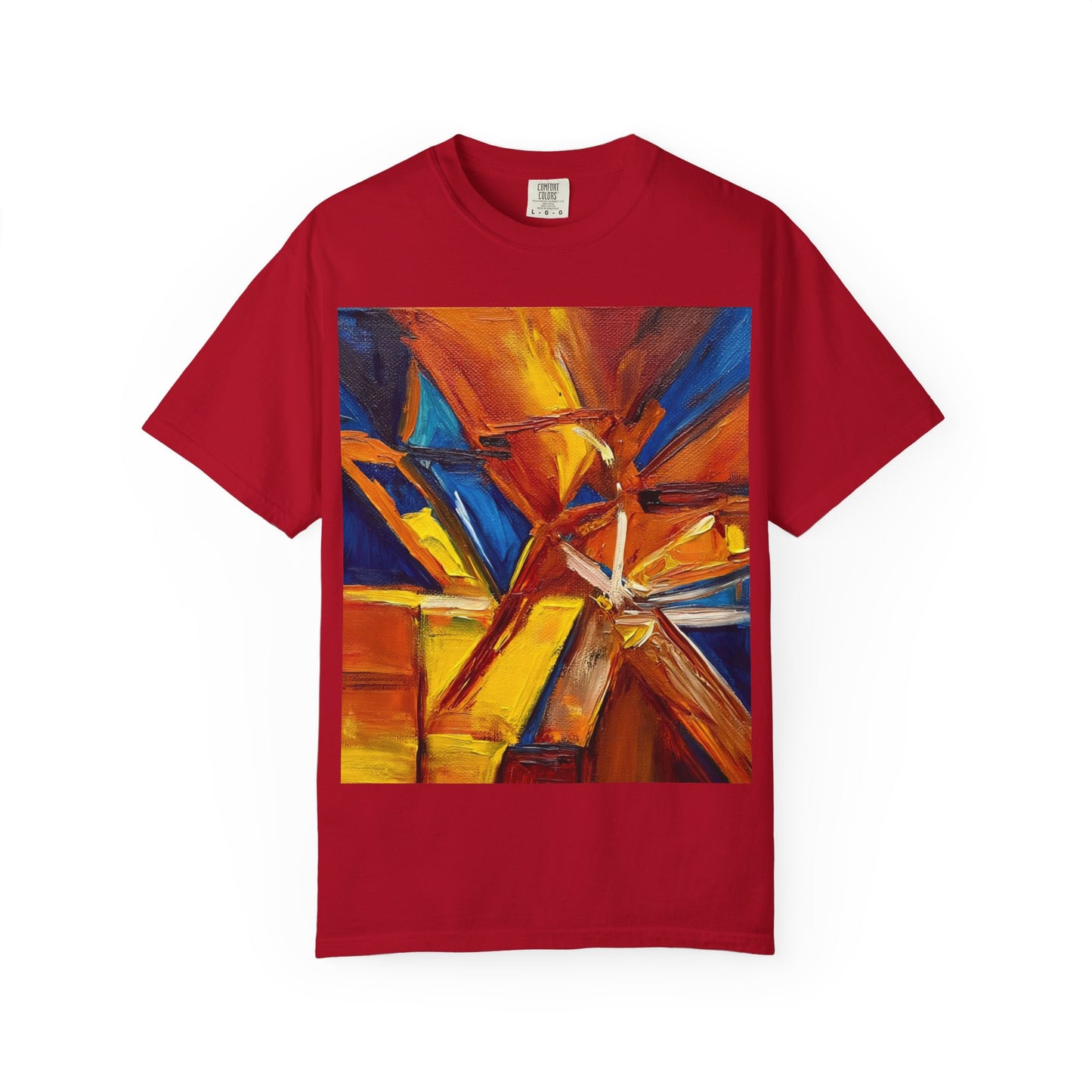 Vibrant Abstract Art T-shirt, Unisex Garment-Dyed Tee, Colorful Graphic Shirt, Stylish Artwear, Unique Gift Idea for Art Lovers