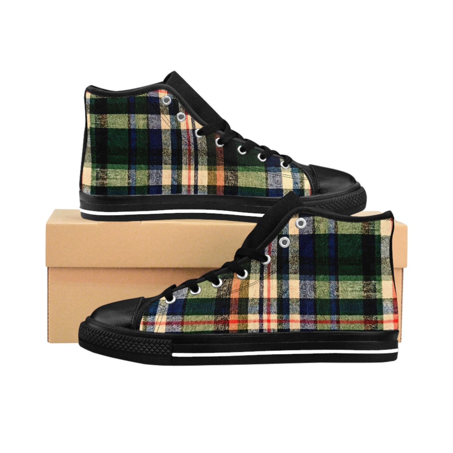 Plaid High Top Sneakers for Casual Style, Freedom Of Scotland, Men's Fashion Footwear, Trendy Sneakers, Plaid Sneakers for Everyday Wear, Gift for Him