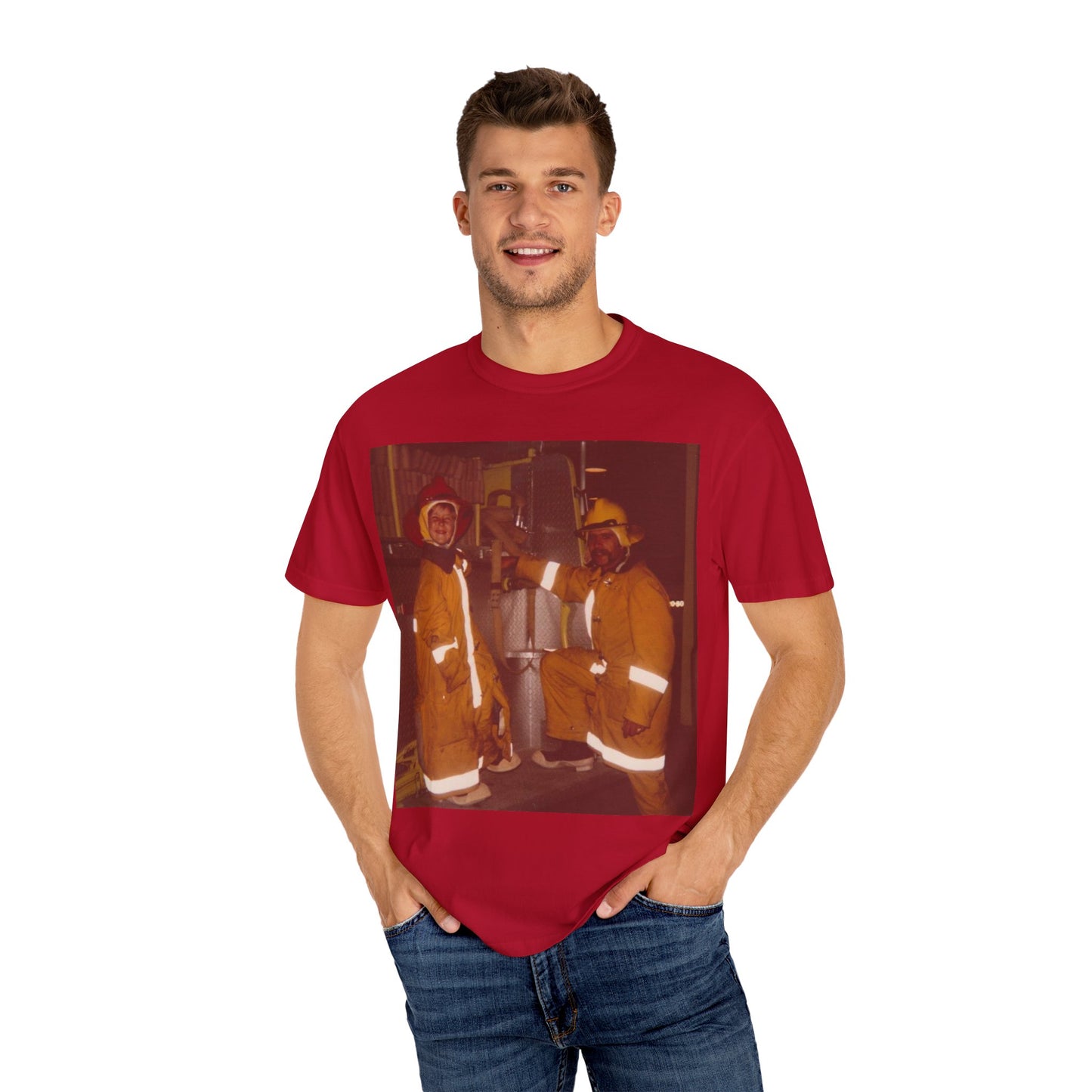 Vintage Firefighter T-Shirt, Unisex Garment-Dyed Tee, Retro Fire Rescue Shirt, Firefighter Gifts, Hero Tribute Apparel