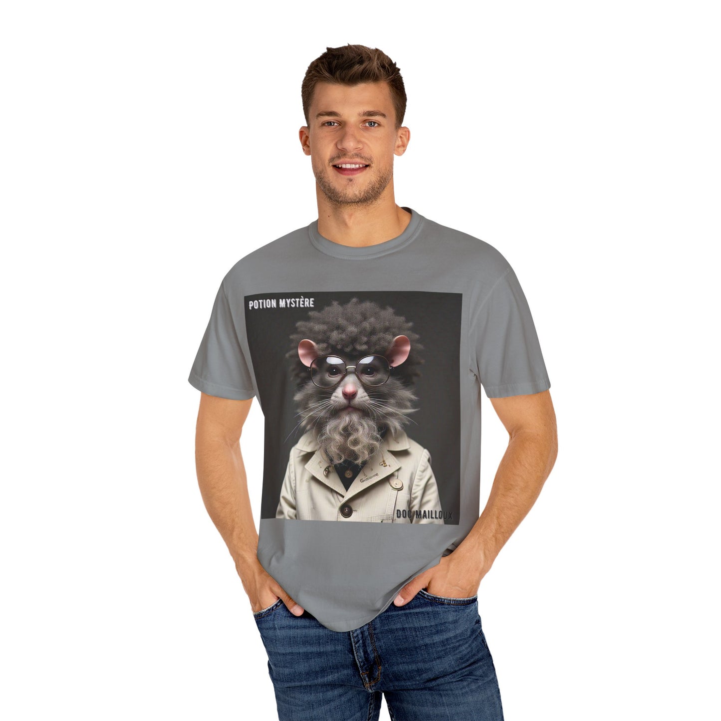 Doc Mailloux by Potion Mystère, Rat Graphic T-Shirt, Unisex Funny Tee, Gift for Animal Lovers, Unique Vintage Style Clothing, Statement Tee for Parties