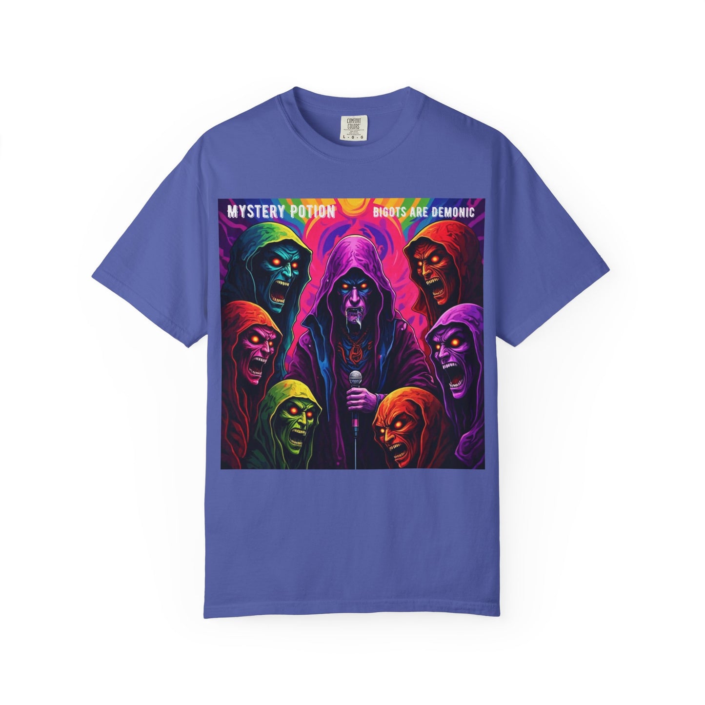 Mystery Potion Graphic Tee | Unisex Halloween T-shirt, Spooky Gift, "Bigots Are Demonic" Graphic Shirt, Witchy Apparel, Unique Casual Wear