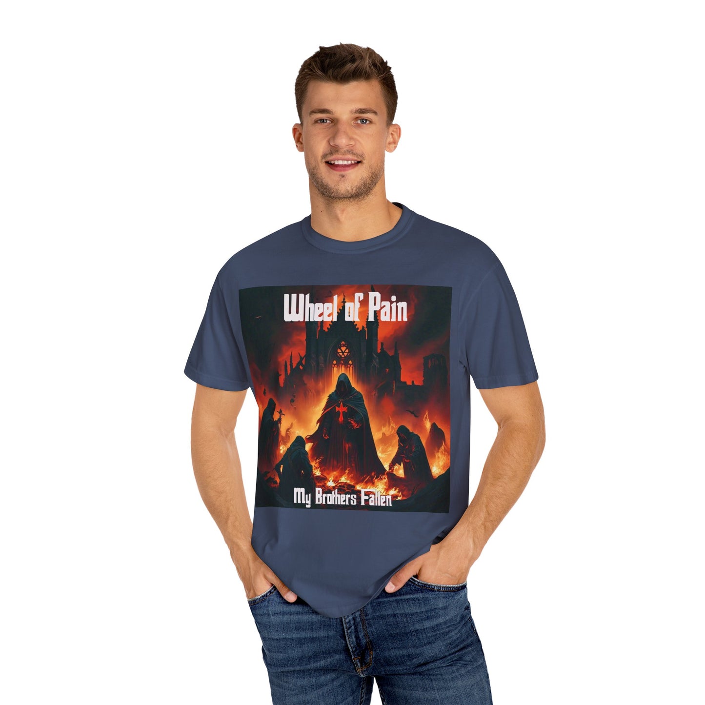 Wheel of Pain Gothic Templar Graphic T-Shirt, Unisex Tee for Fans, Cool Gift for Music Lovers, Halloween Shirt, Retro Vintage Style