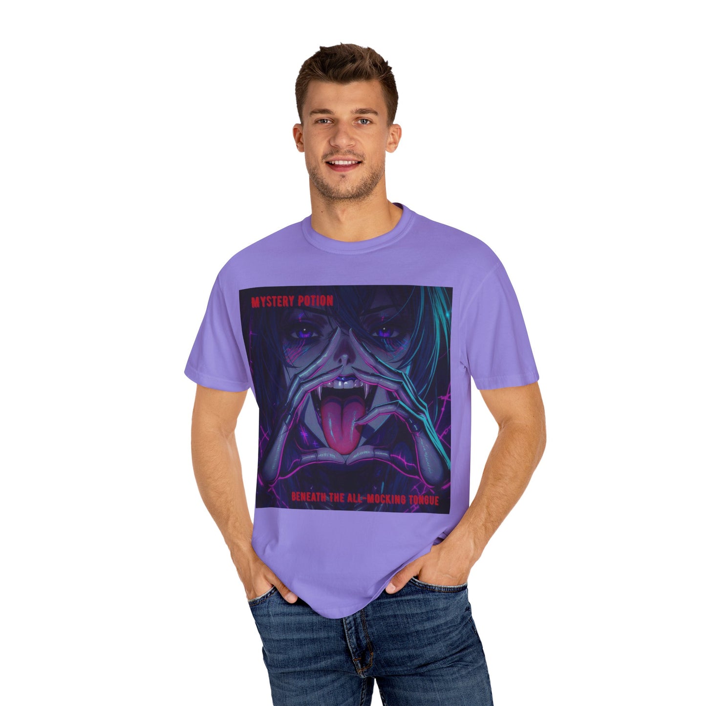 'Beneath The All-Mocking Tongue' by Mystery Potion Unisex Garment-Dyed T-shirt