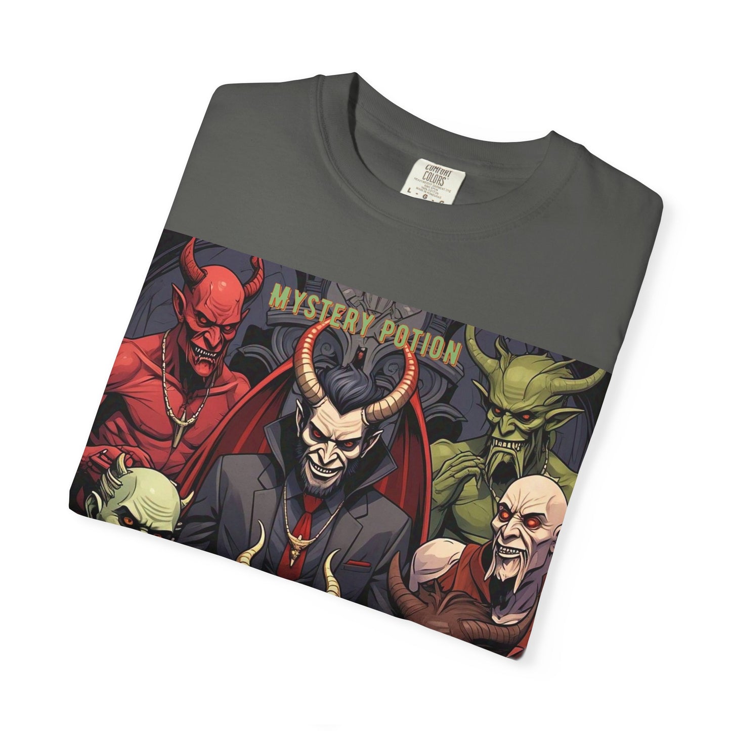 'Lucifer's Legion' by Mystery Potion, Unisex T-Shirt, Devil-Inspired Tee, Halloween Shirt, Comic Book Merch, Gift for Fans