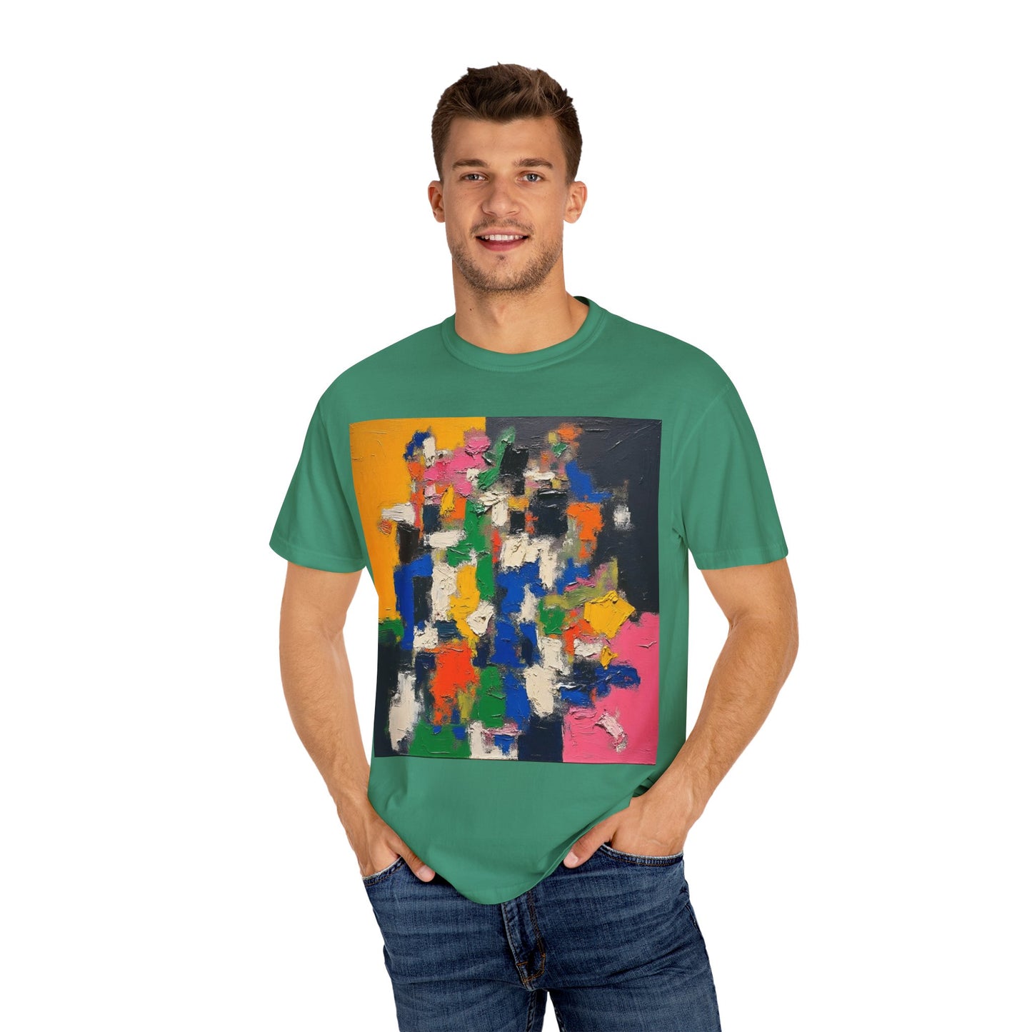 Vibrant Abstract Art Unisex T-Shirt, Colorful Graphic Tee, Casual Wear, Trendy Gift for Art Lovers, Perfect for Summer Festivals