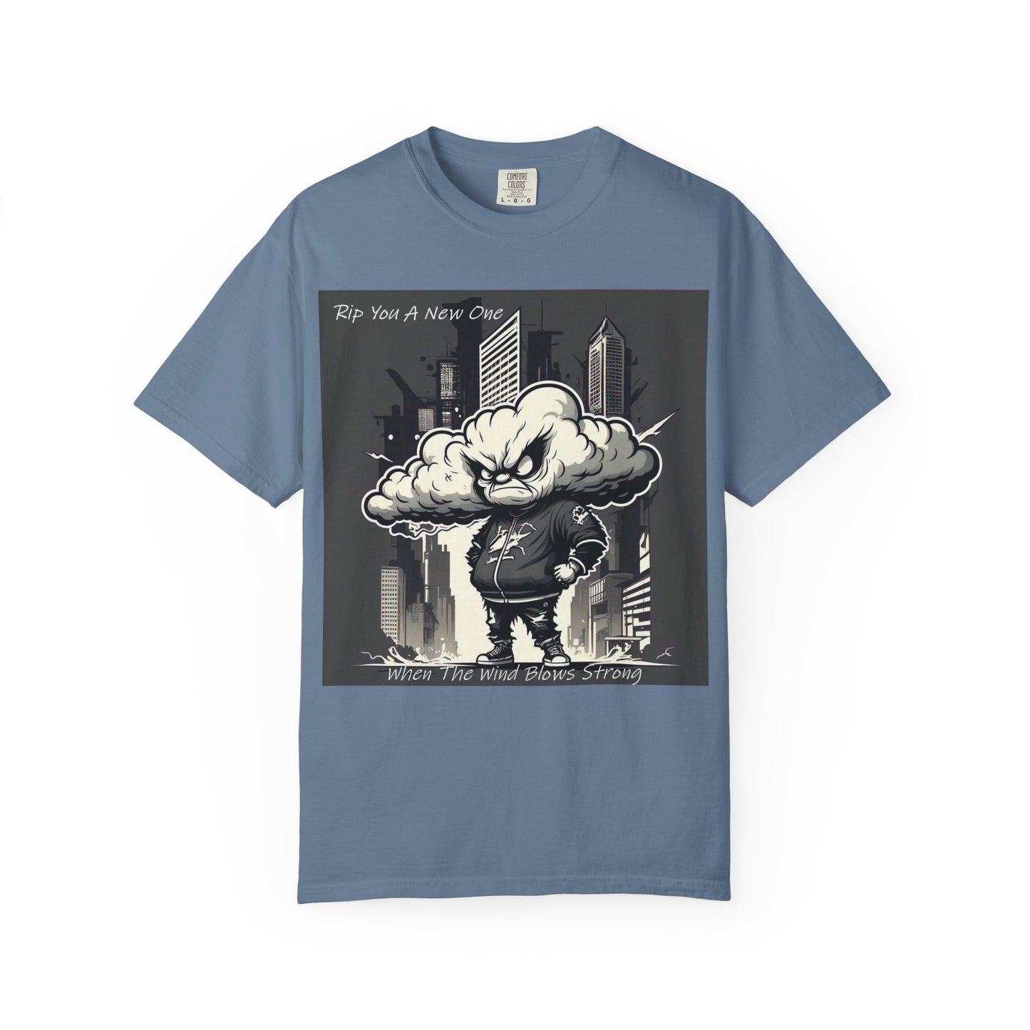 'When The Wind Blows Strong' by Rip You A New One, Urban Angry Cloud Graphic Tee, Cool Casual Wear, Street Style Unisex Shirt, Perfect Gift for Comics Lovers, Everyday Comfort