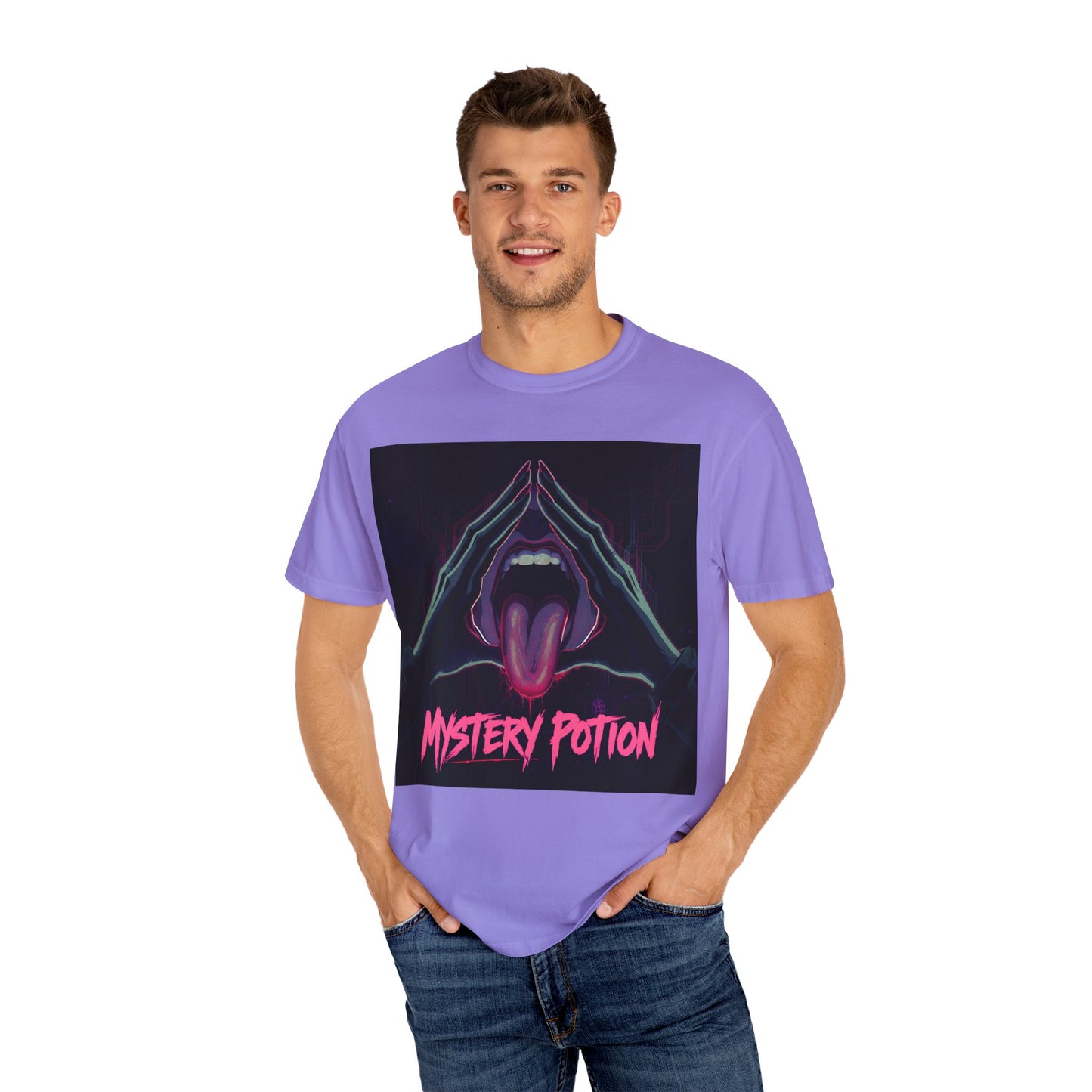 Mystery Potion Graphic Tee, Unisex T-Shirt for Festivals, Gift for Friends, Retro Vibes, Statement Shirt