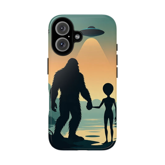 Bigfoot Alien Phone Case, Unique Tough Phone Cover, Gift for UFO Lovers, Geeky Phone Accessory, Adventure Phone Protector