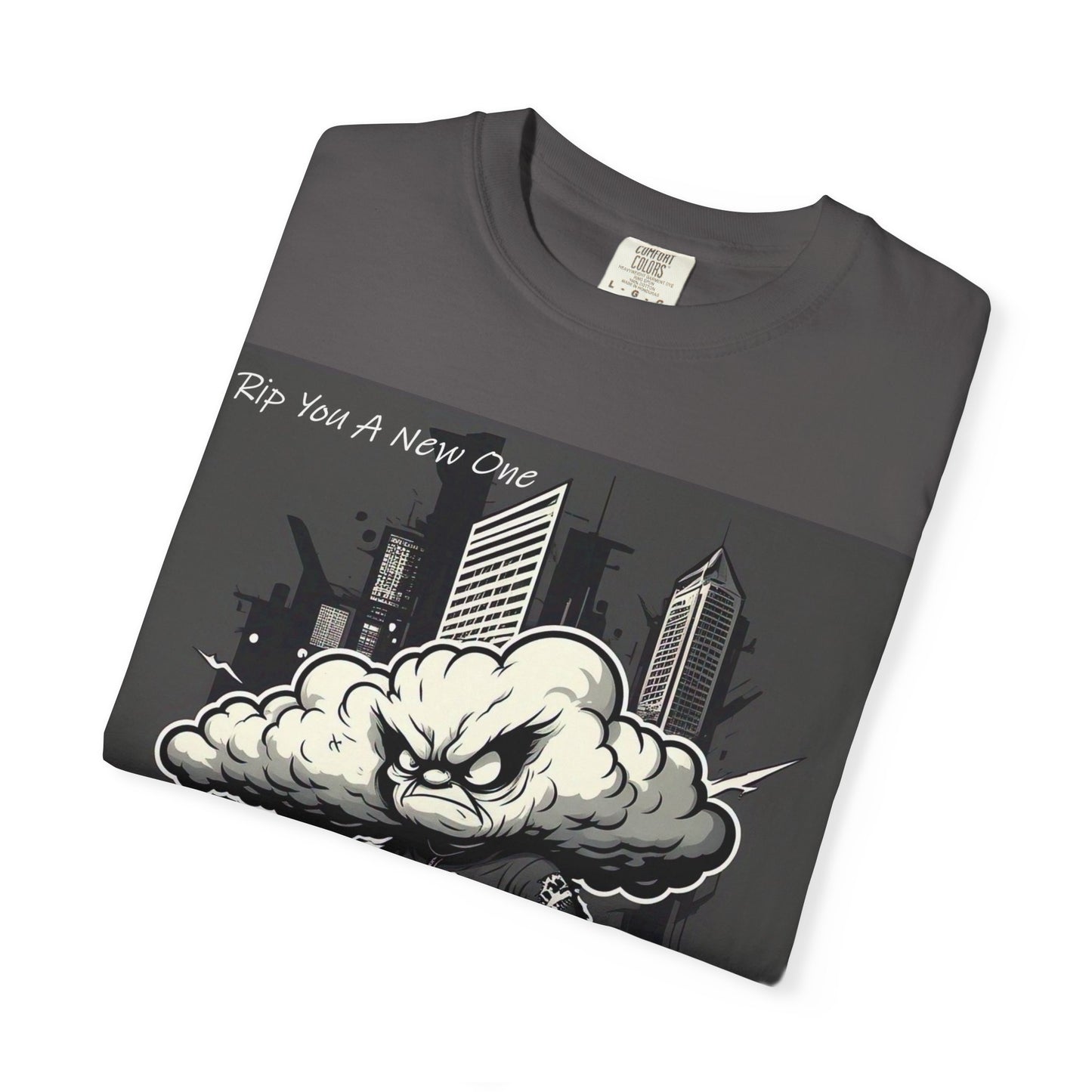 'When The Wind Blows Strong' by Rip You A New One, Urban Angry Cloud Graphic Tee, Cool Casual Wear, Street Style Unisex Shirt, Perfect Gift for Comics Lovers, Everyday Comfort