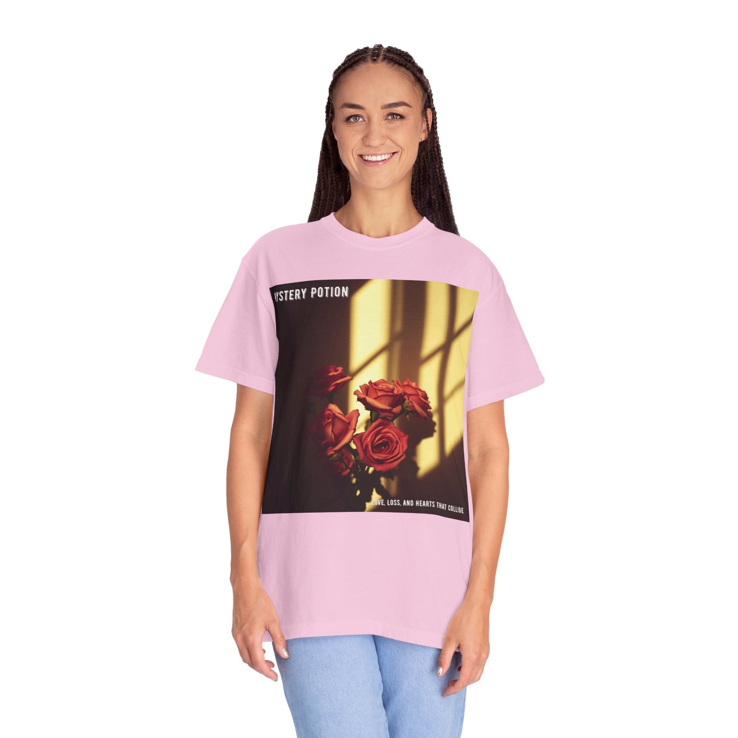 Mystery Potion Garment-Dyed Tee, Vintage Floral T-Shirt, Unisex Plant Lover Shirt, Gift for Her, Aesthetic Graphic Tee