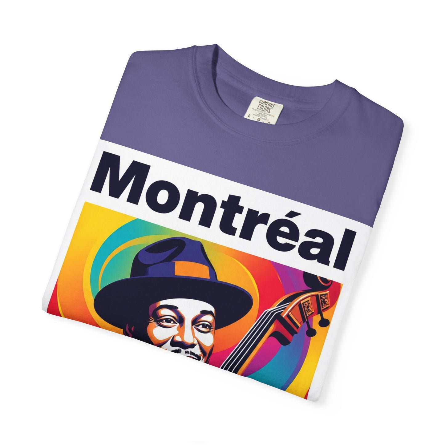 Vibrant Jazz T-Shirt with Montréal Design | Unisex Garment-Dyed Tee for Music Lovers, Concerts, Festivals, Gift Idea, Casual Wear