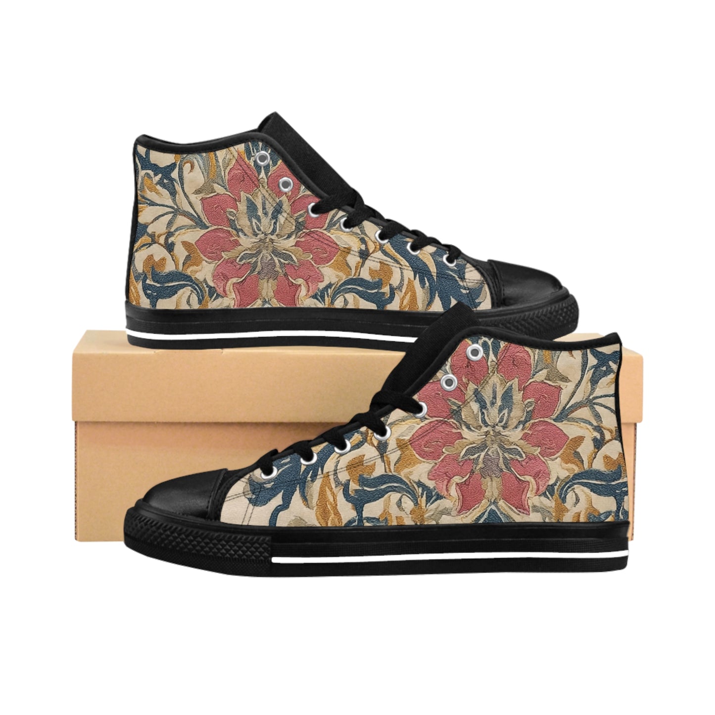 Stylish Floral High-Top Sneakers, Trendy Casual Footwear for Women, Comfortable Everyday Shoes, Unique Gift Idea, Summer Fashion Footwear