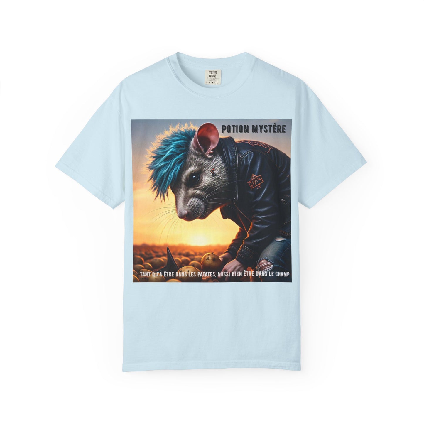 Mystical Punk Rat Toiling The Field Graphic T-Shirt | Unisex, Art Tee, Unique Animal Print, Gift for Animal Lovers, Casual Wear