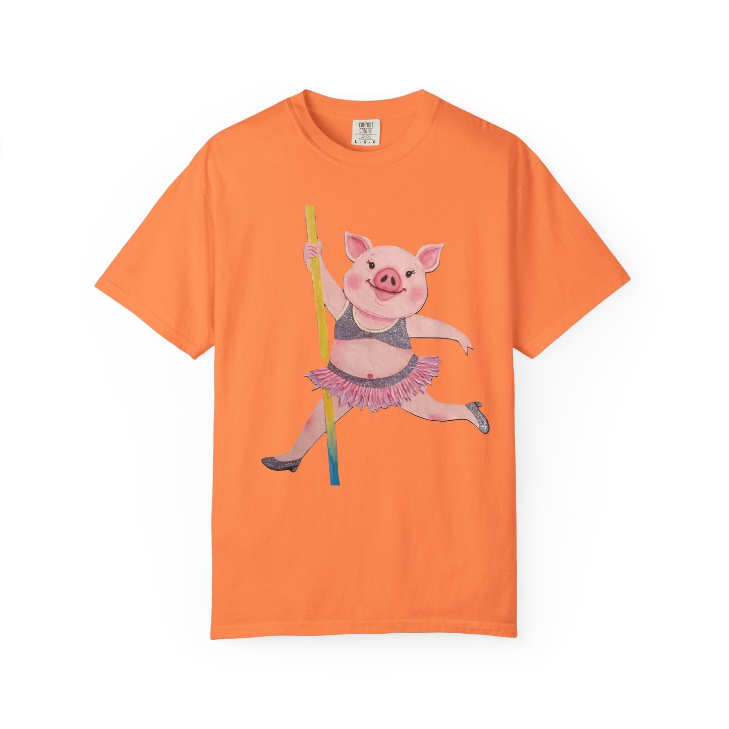 'Playful Pig' T-Shirt, Fun Graphic Tee, Animal Lover Gift, Unique Apparel, Funny T-Shirt, Cute Pig Shirt, Pole-Dancers and Pole Dancing Pig.