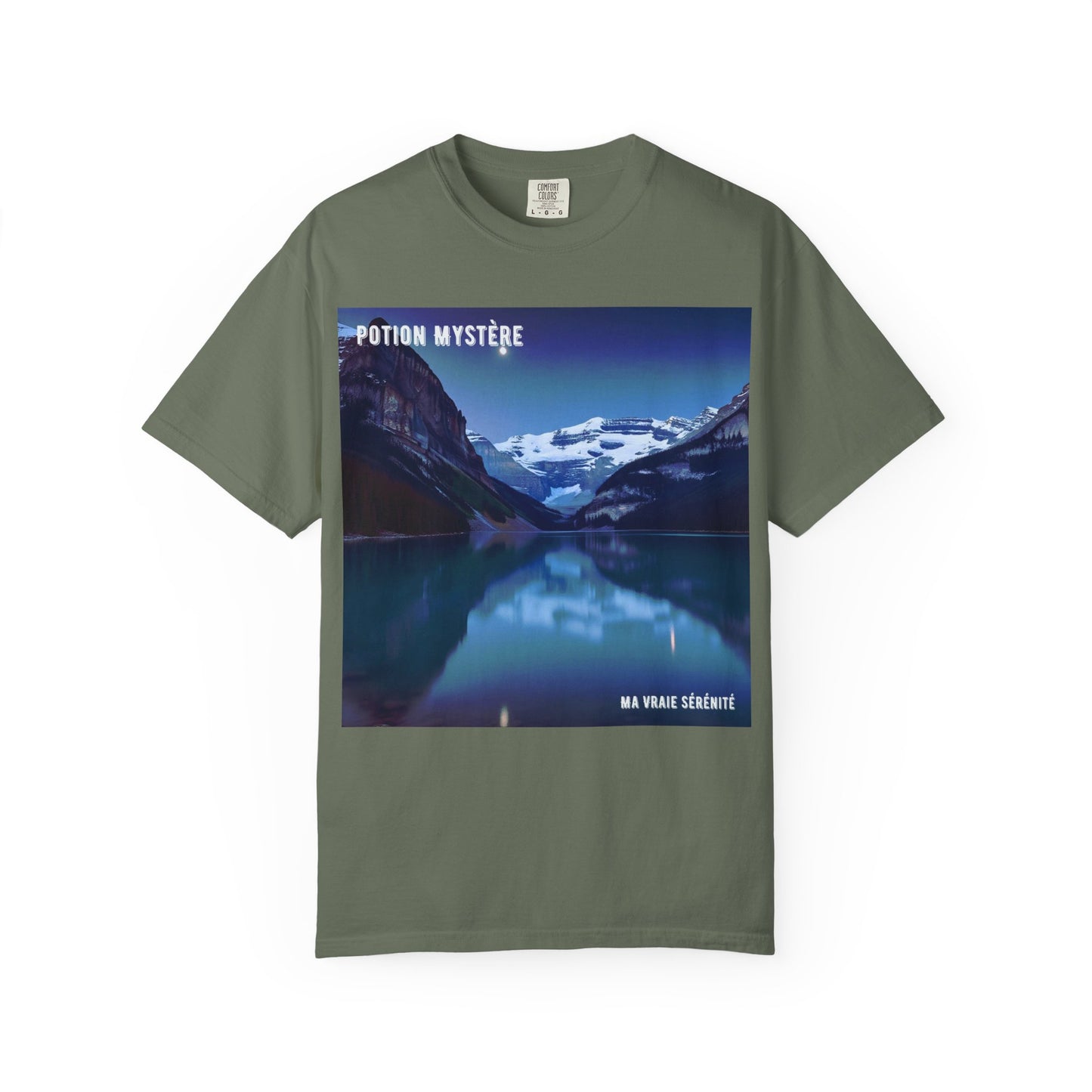 Mystical Lake Louise T-Shirt, Unisex Garment-Dyed Tee, Nature Lover Gift, Serenity in Adventure Apparel, Travel Fashion, Cool Summer Shirt