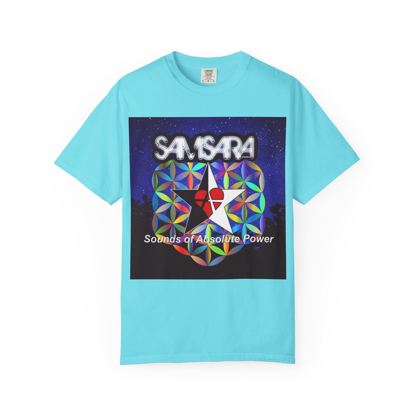 Sounds Of Absolute Power by Samsara Vibrant Graphic T-Shirt for Nature Lovers, Unisex Tee, Festival Wear, Gift for Music Enthusiasts, Bohemian Style Apparel