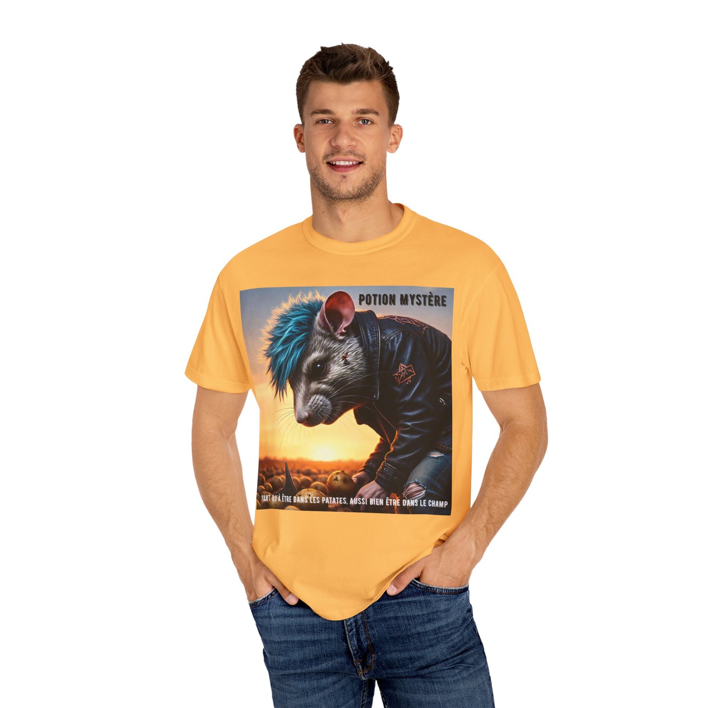 Mystical Punk Rat Toiling The Field Graphic T-Shirt | Unisex, Art Tee, Unique Animal Print, Gift for Animal Lovers, Casual Wear