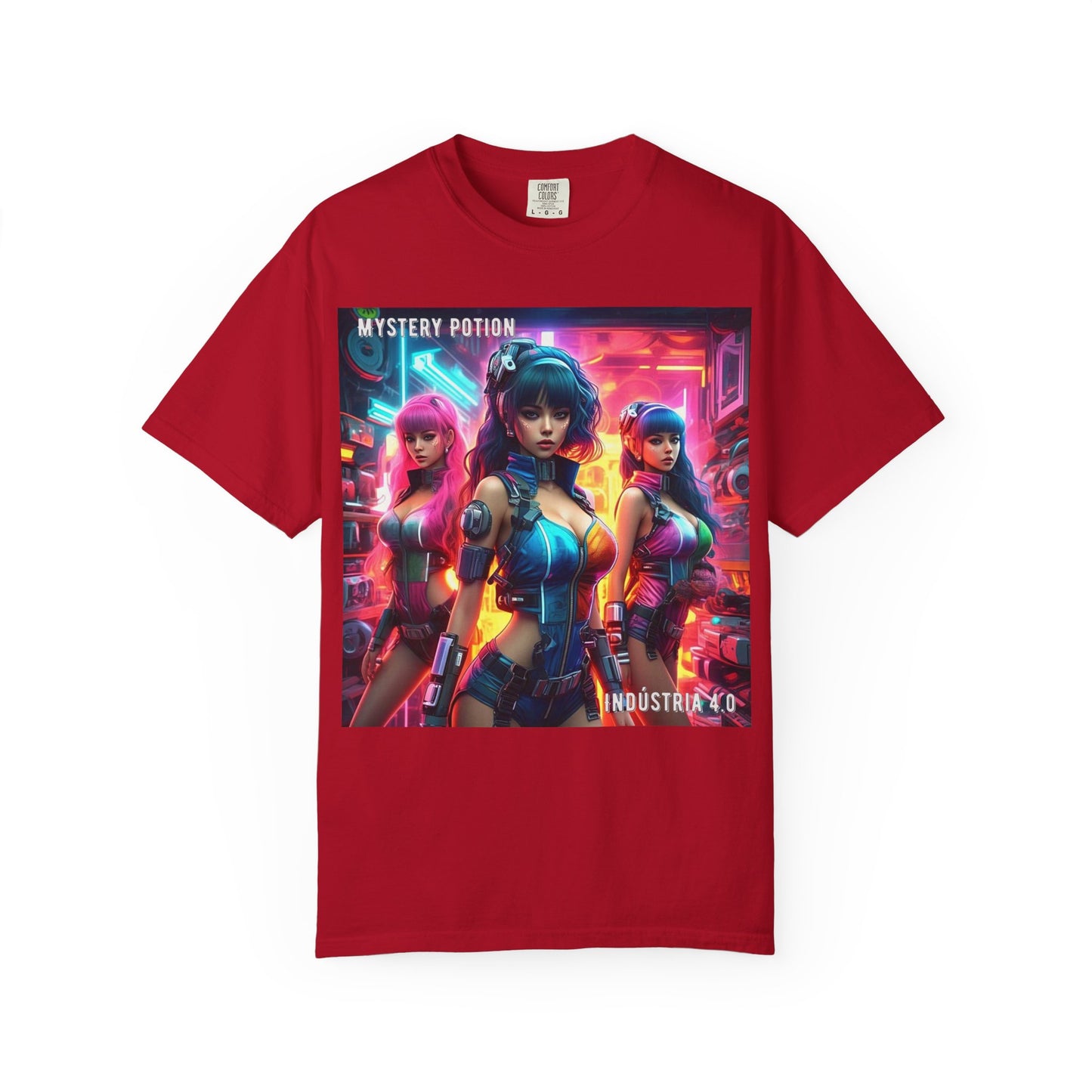 'Indústria 4.0' by Mystery Potion Unisex Garment-Dyed T-shirt, Cyberpunk T-shirt, Gamer Apparel, Unique Graphic Tee, Gift for Fans