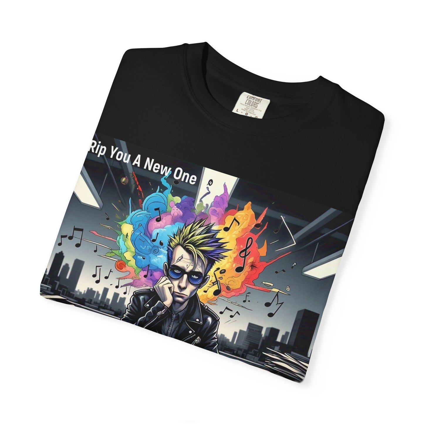 Colorful Creative T-Shirt - Rip You A New One Graphic Tee, Unisex Design for Artists, Music Lovers, Gift for Holidays, Casual Wear