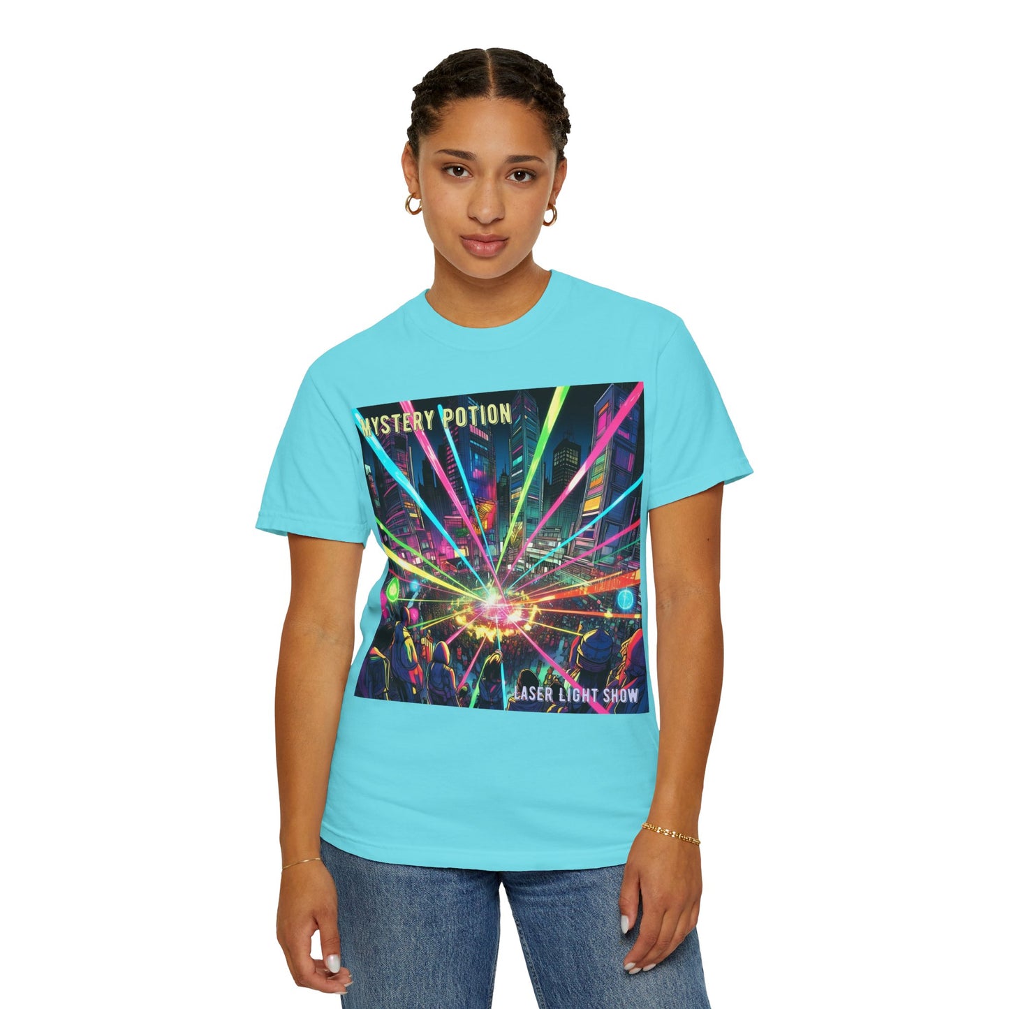 Mystery Potion Laser Light Show Tee, Unisex Graphic T-Shirt, Festival Wear, Concert Shirt, Party Outfit, Colorful Apparel